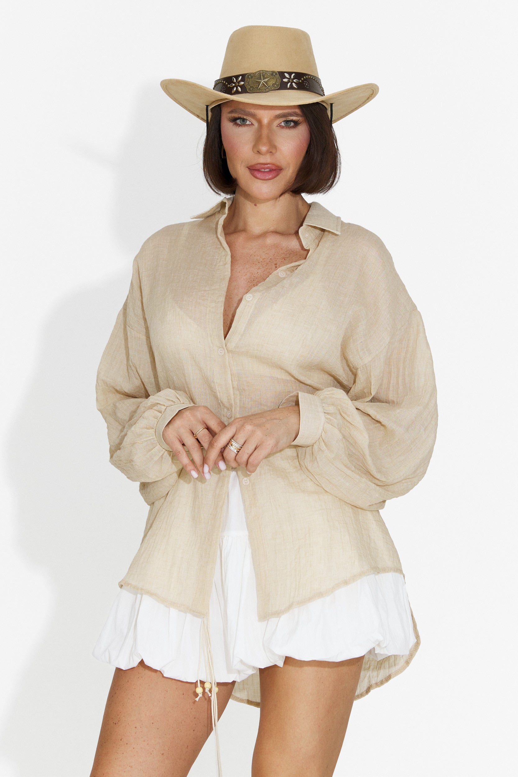 Camicia Casual Beige da Donna di Gaynelia Bogas