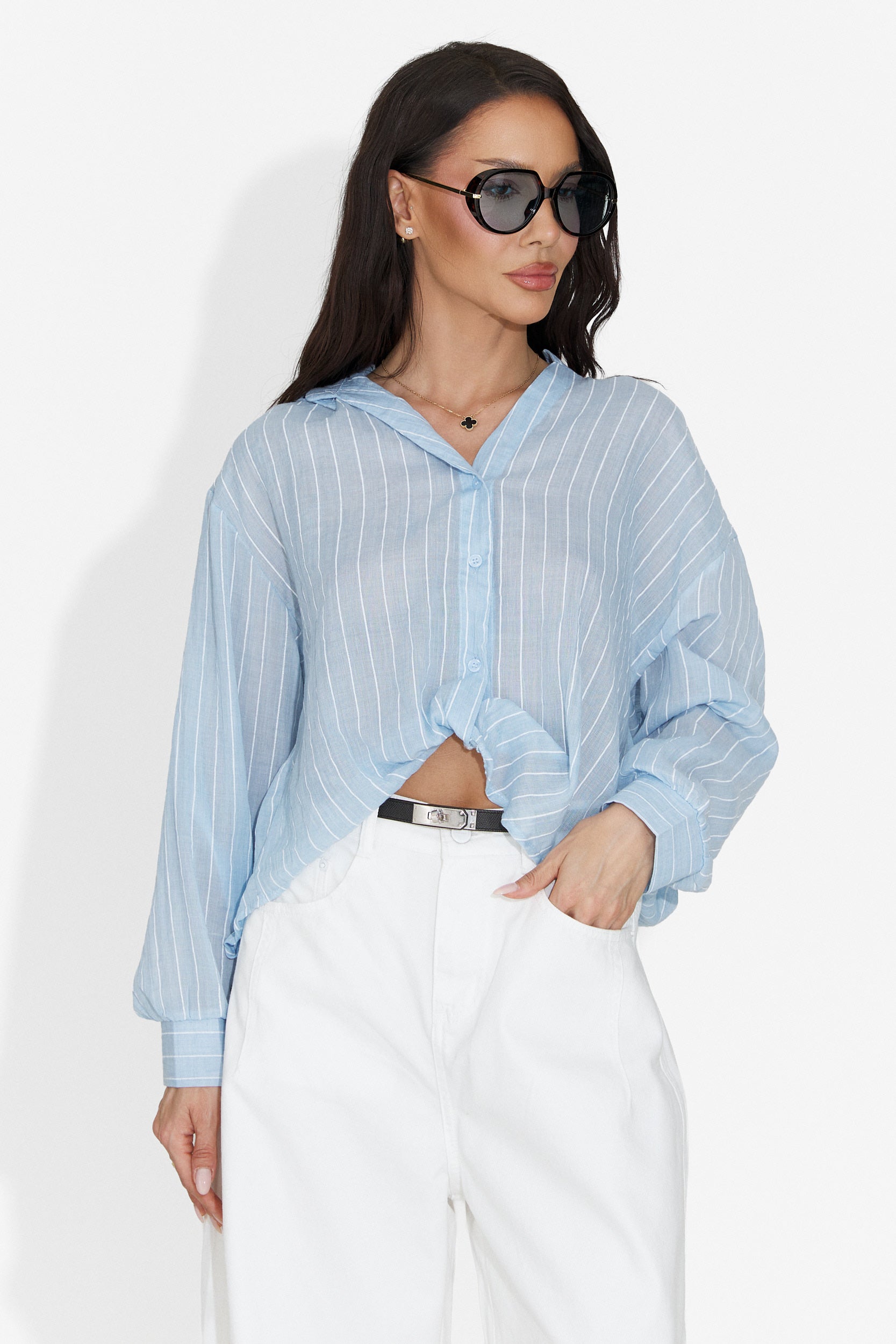 Camicia Casual Blu da Donna di Teodoria Bogas