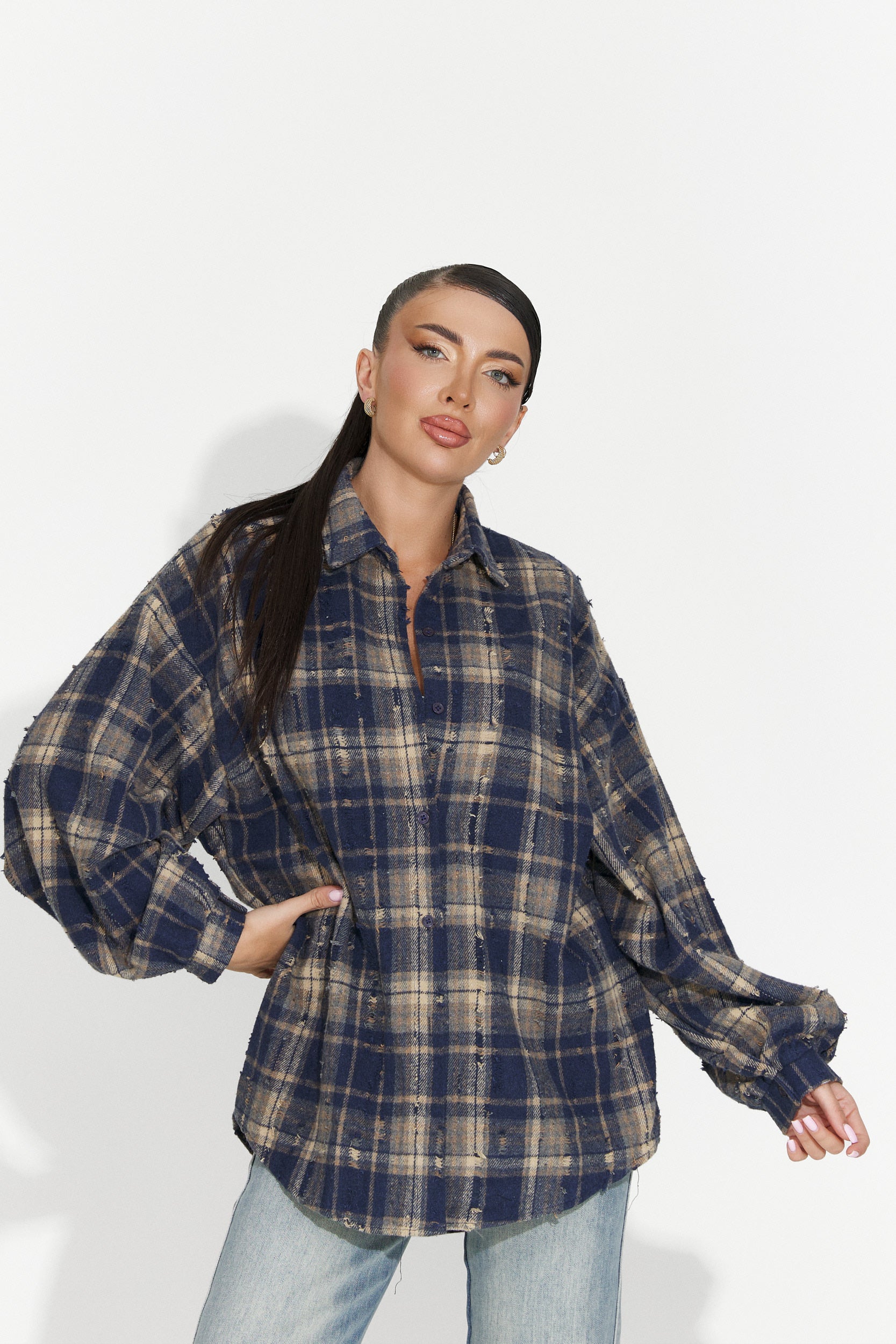 Camicia casual da donna blu marino Jasara Bogas