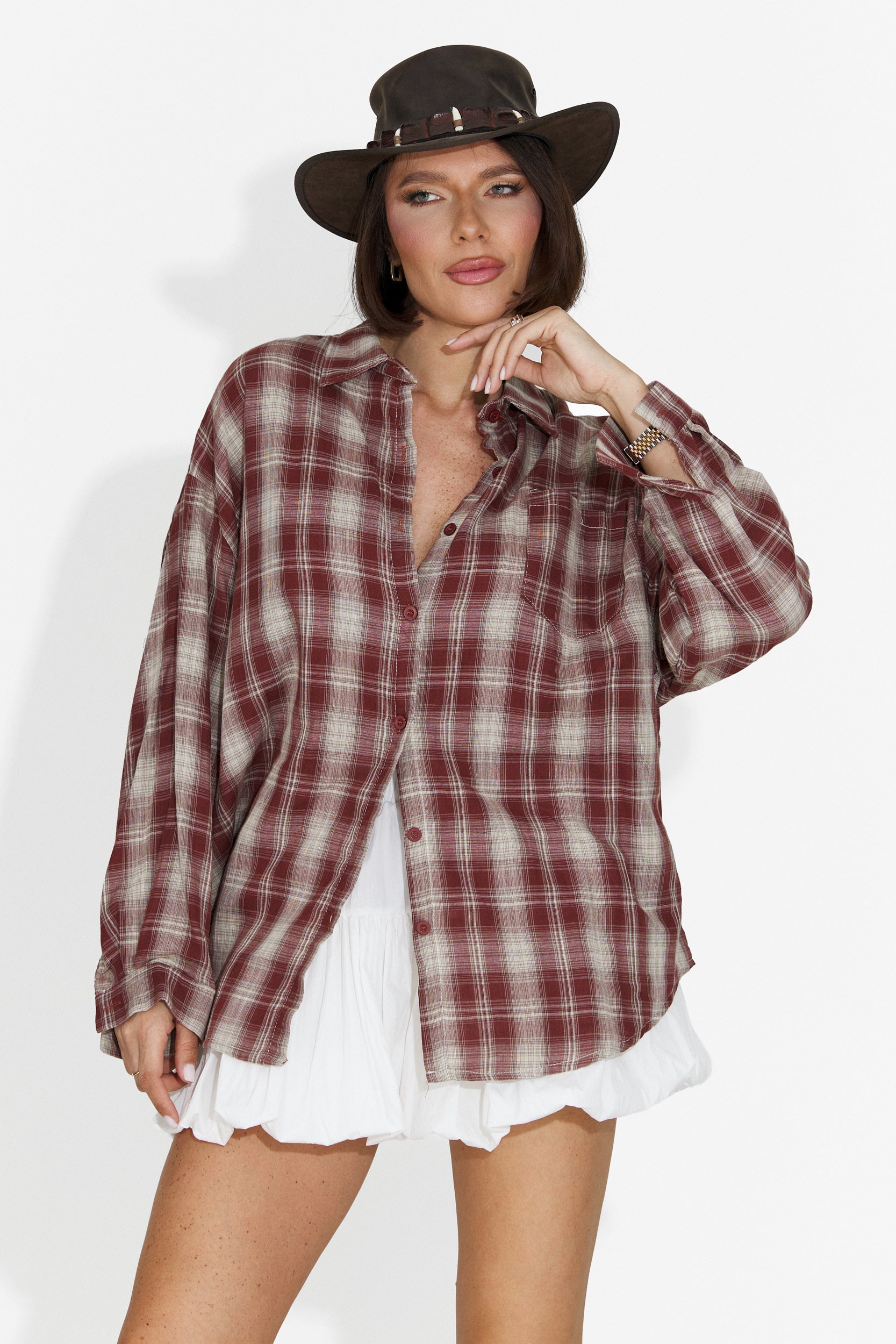 Camicia Casual Bordeaux da Donna di Letiza Bogas