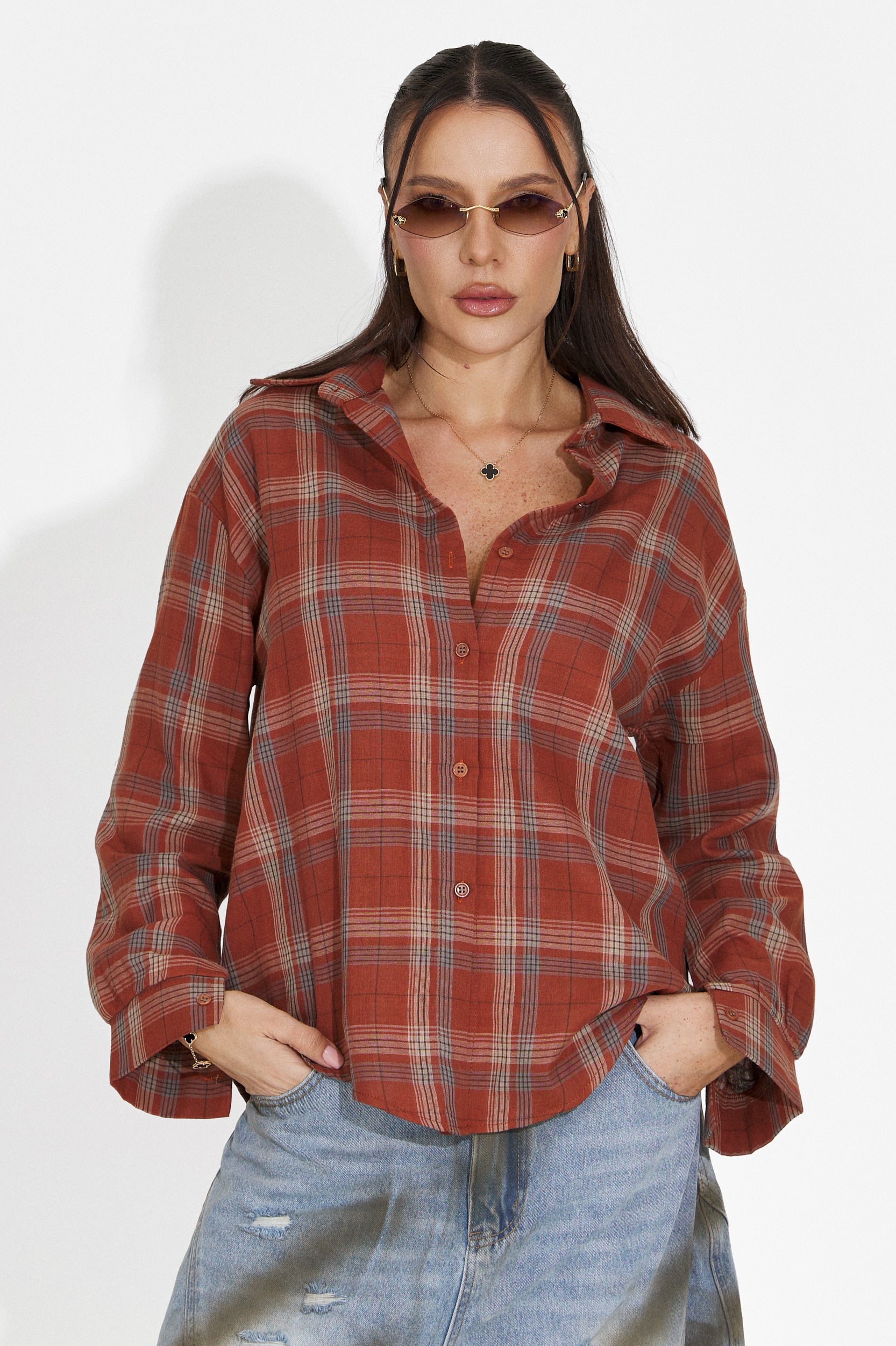 Camicia Casual da Donna in Mattone Rosso Barcely Bogas