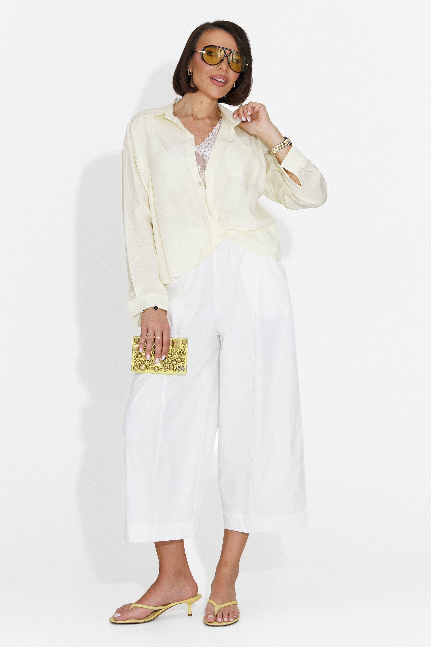 Camicia casual gialla da donna Graphi Bogas