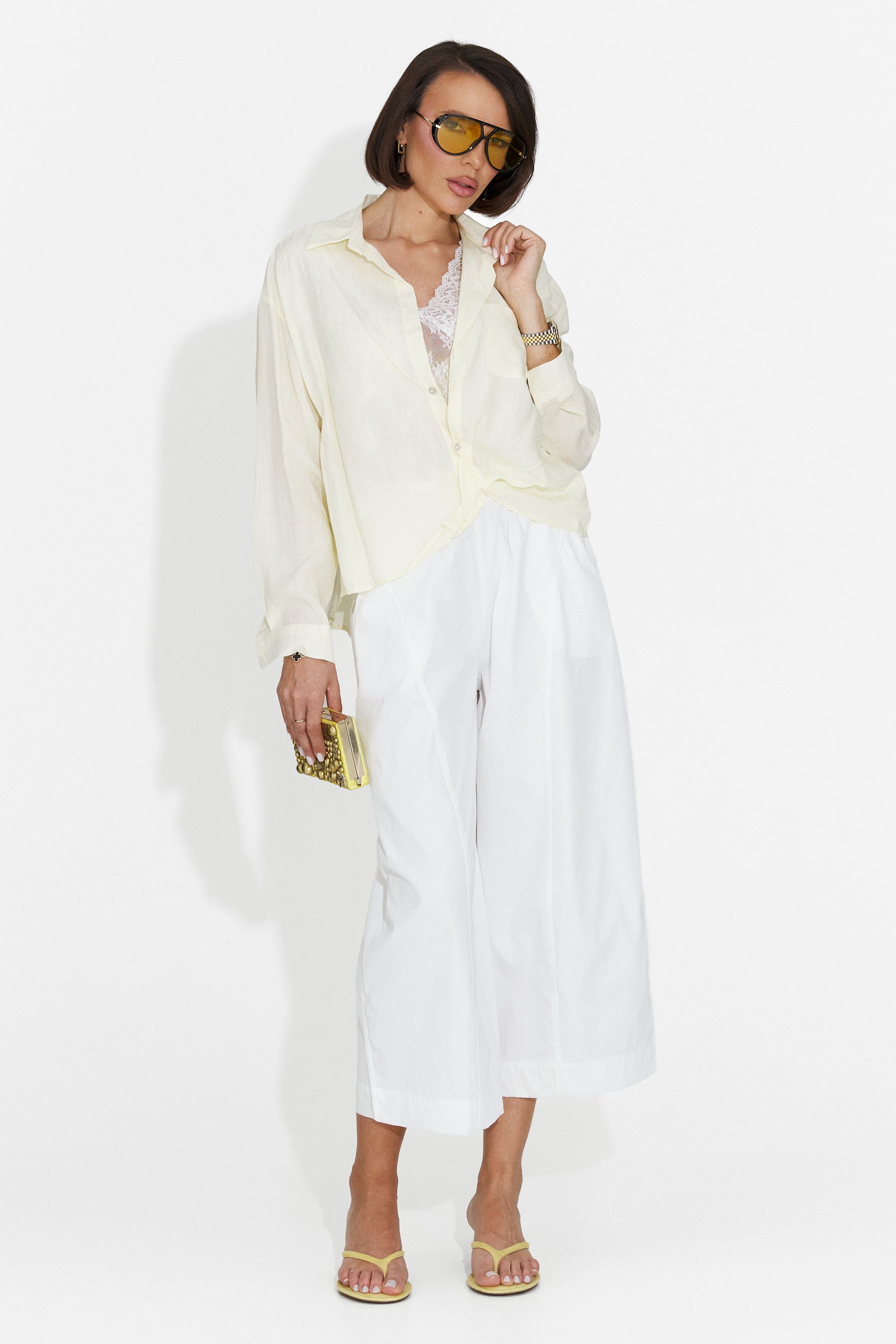Camicia casual gialla da donna Graphi Bogas