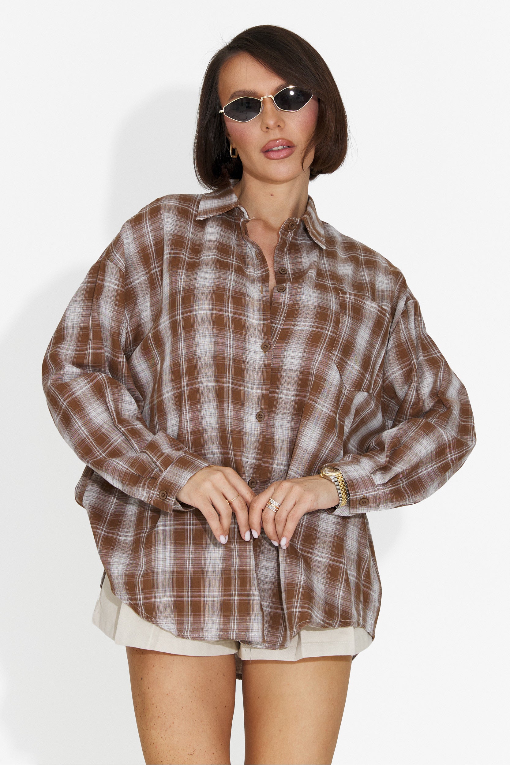 Camicia Casual Marrone da Donna di Letiza Bogas