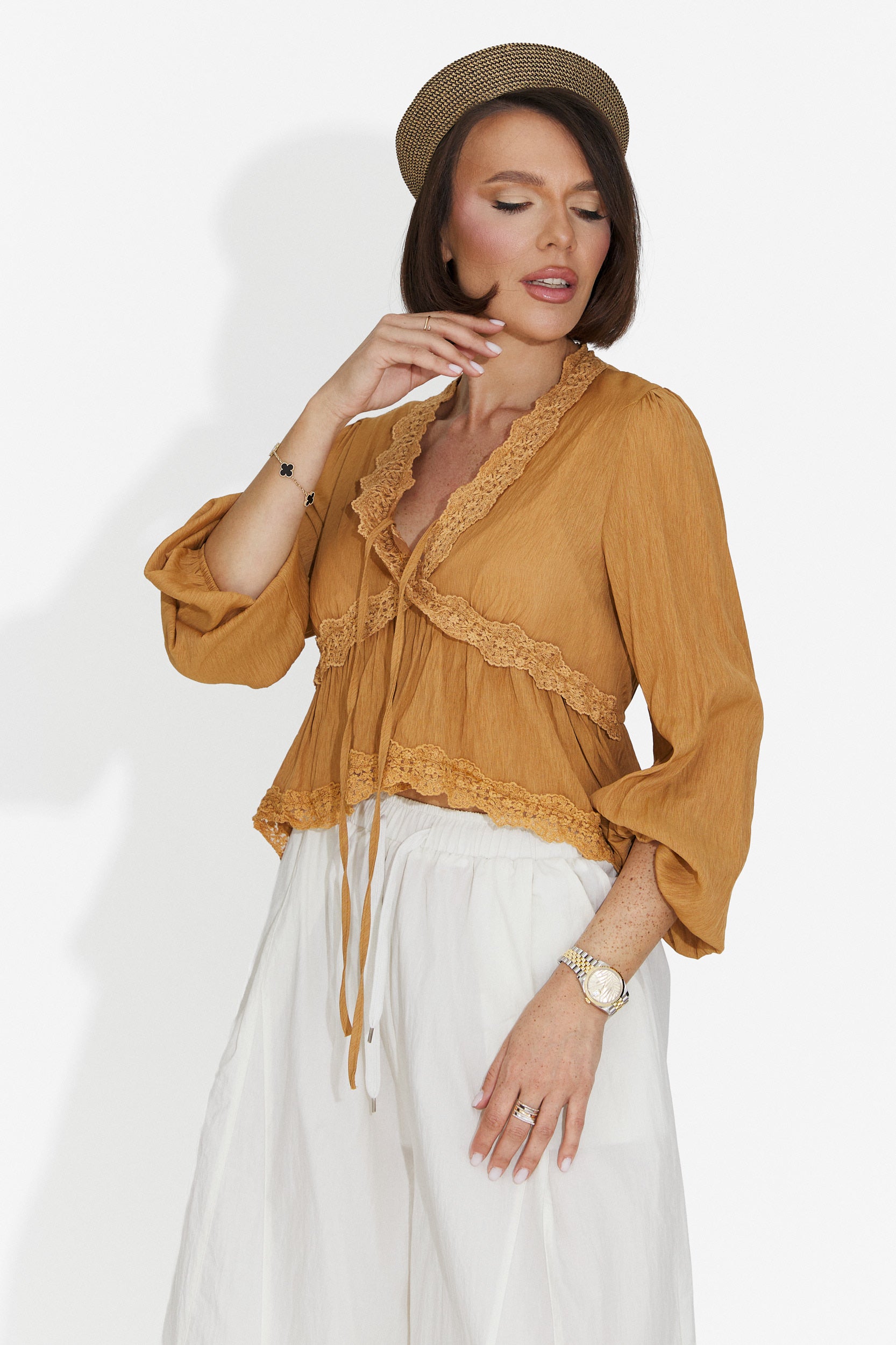 Camicia Casual Marrone da Donna di Seliona Bogas
