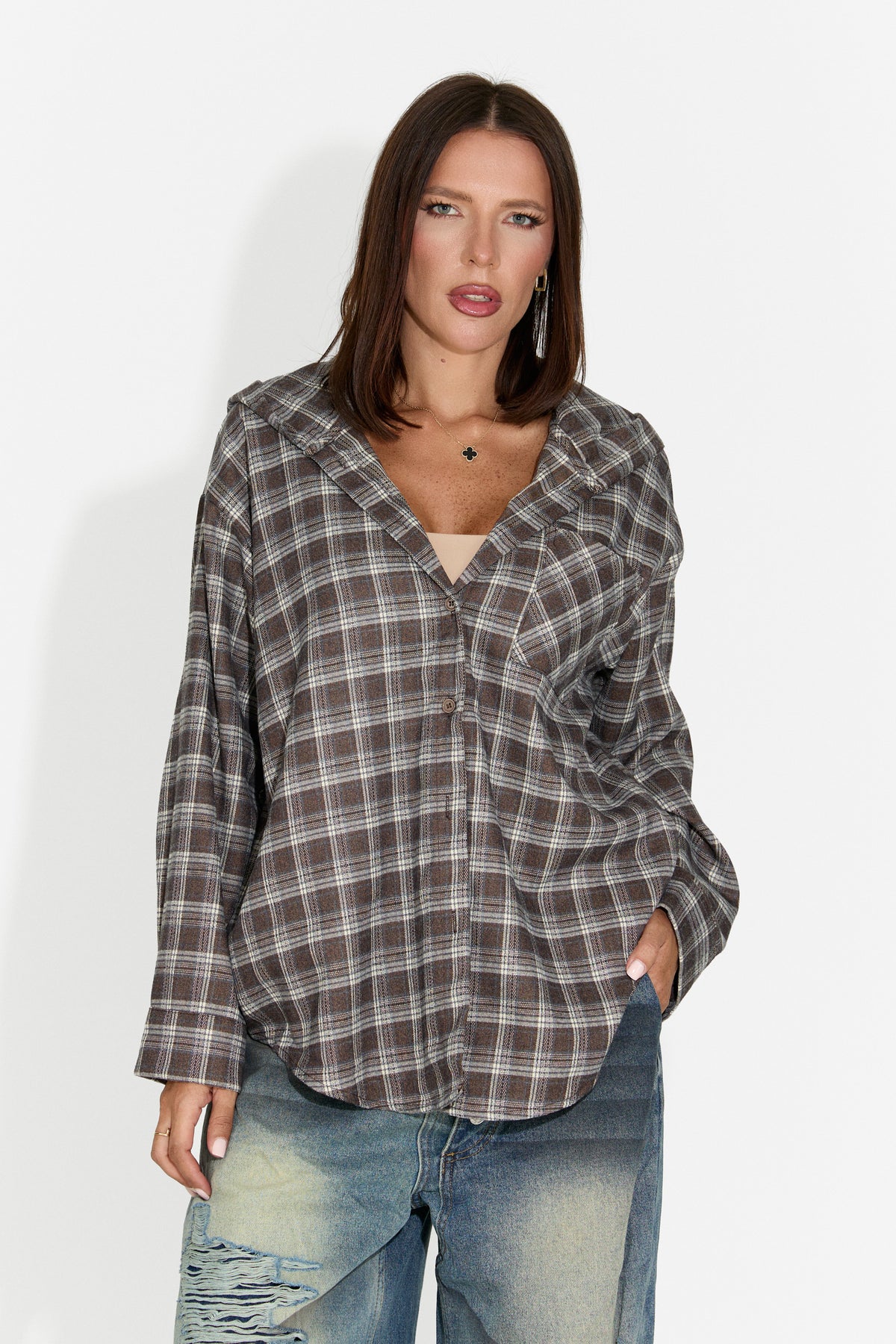 Camicia da donna casual marrone Venrita Bogas