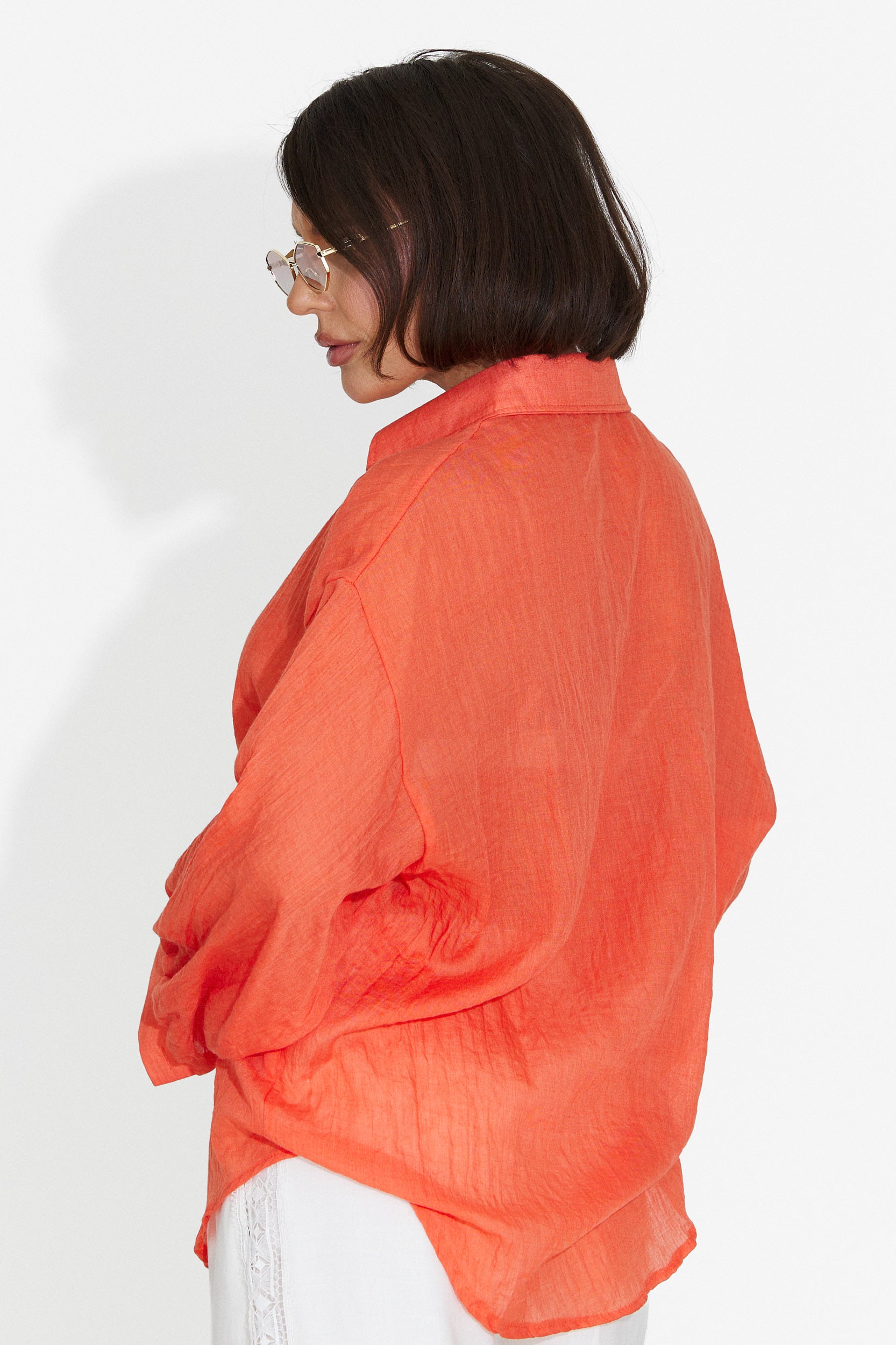 Camicia Arancione Casual da Donna di Gaynelia Bogas