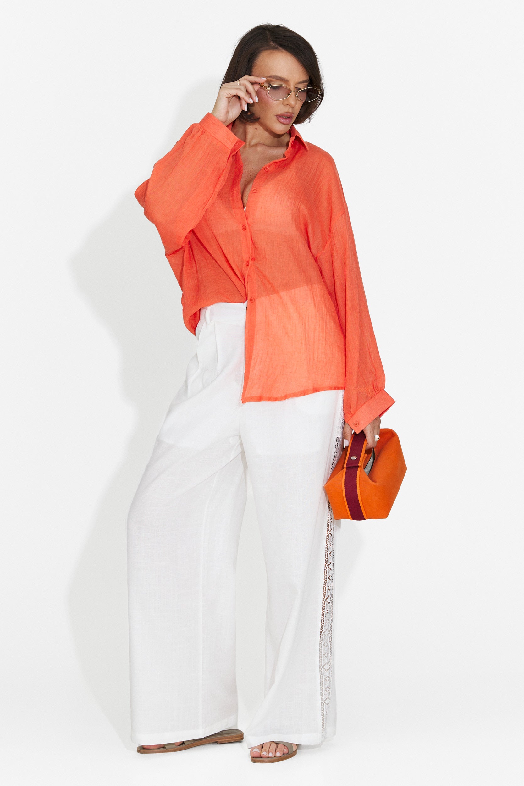 Camicia Arancione Casual da Donna di Gaynelia Bogas