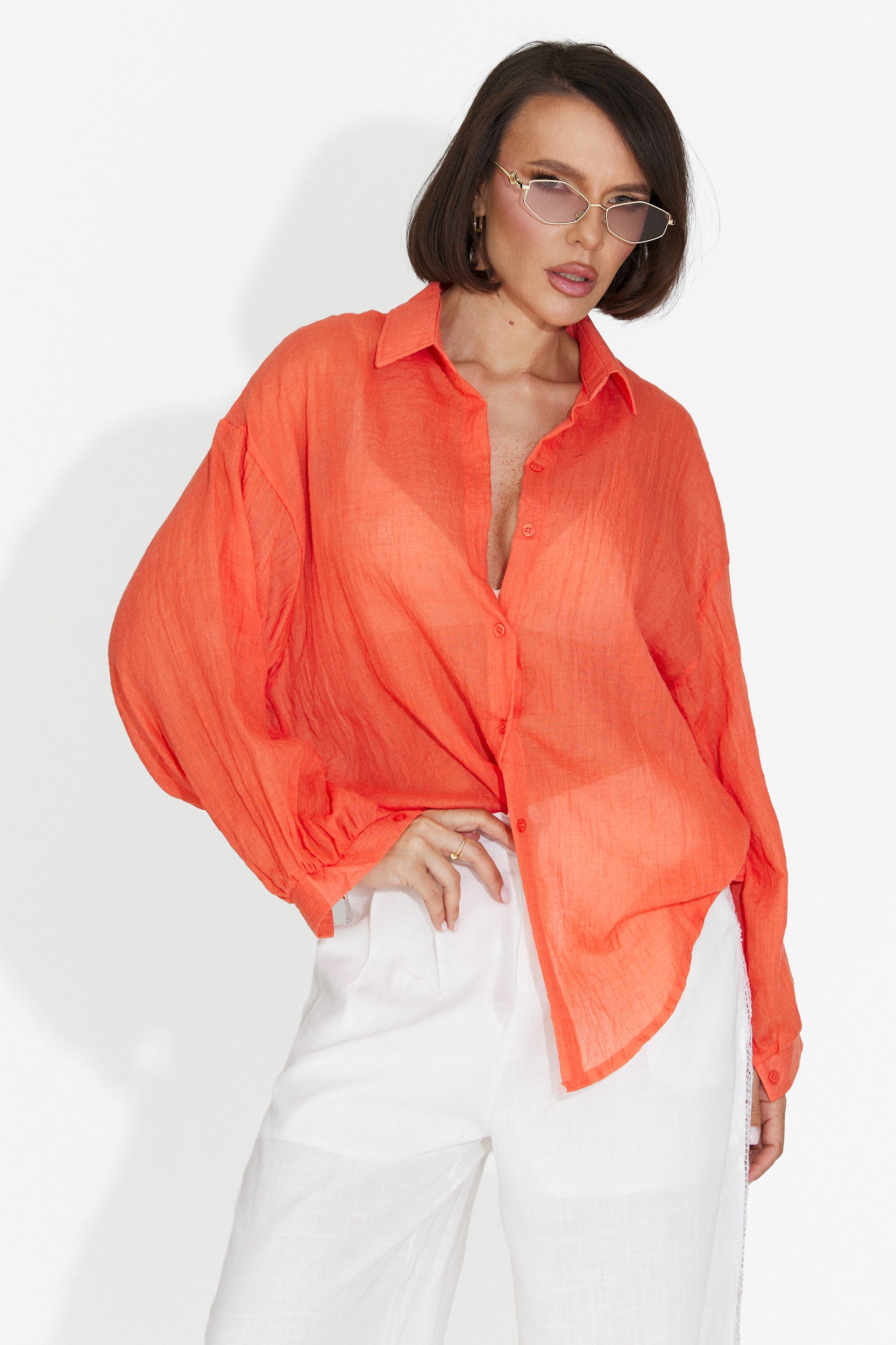 Camicia Arancione Casual da Donna di Gaynelia Bogas