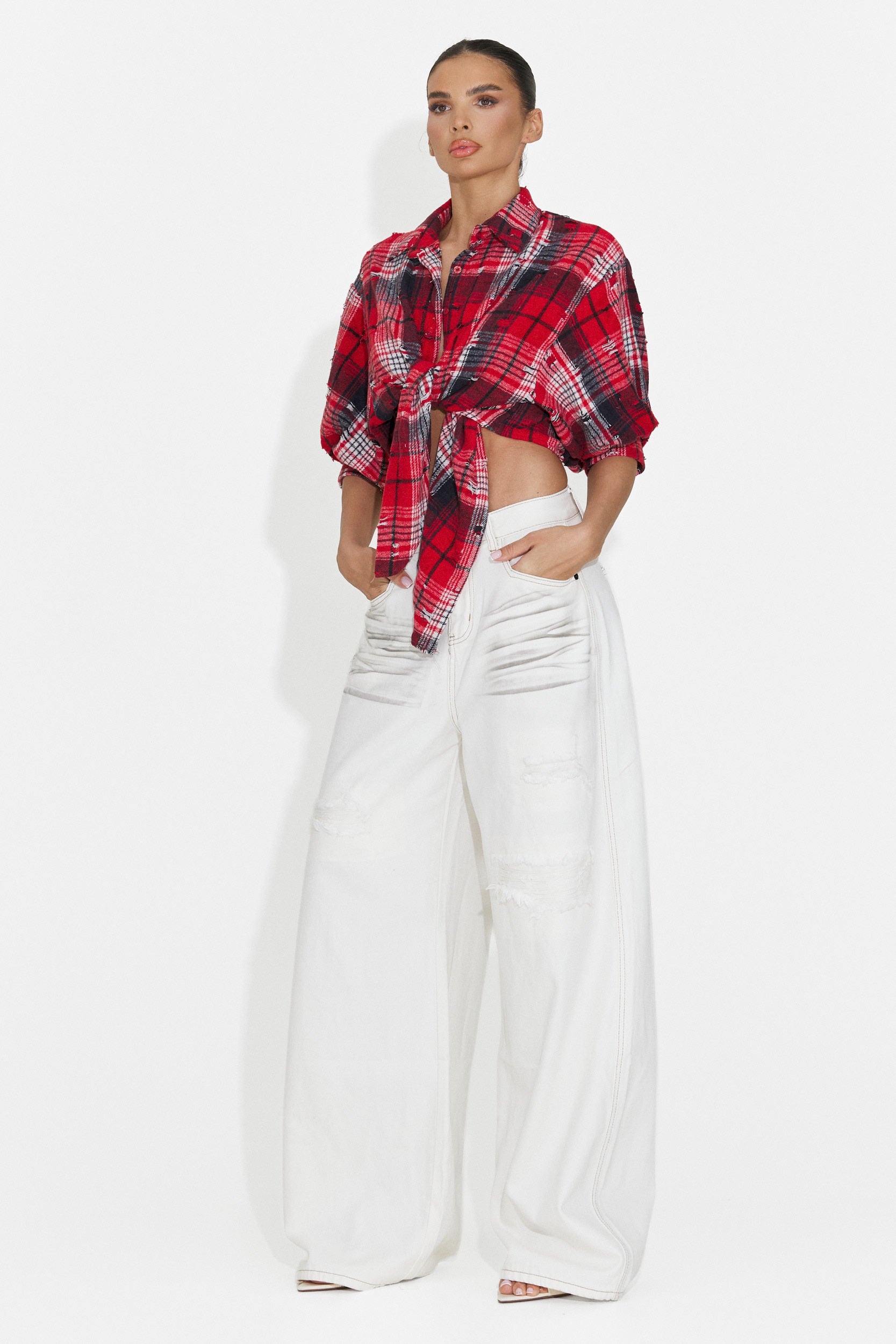Camicia Rossa Casual da Donna di Daciana Bogas