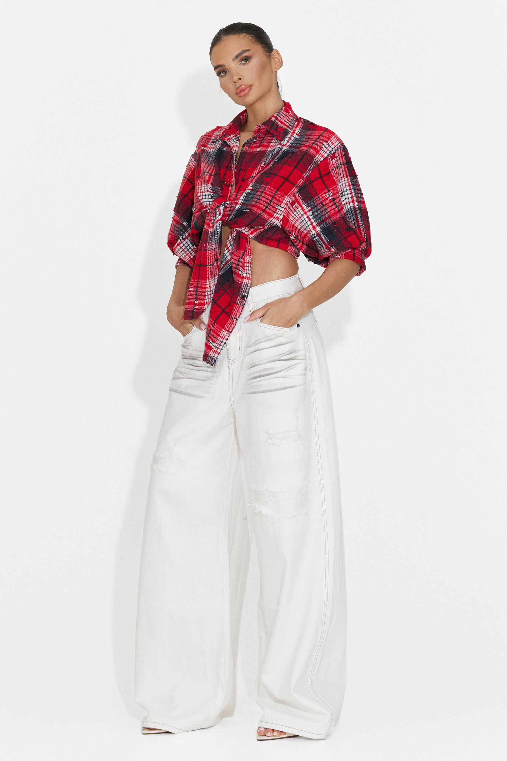 Camicia Rossa Casual da Donna di Daciana Bogas