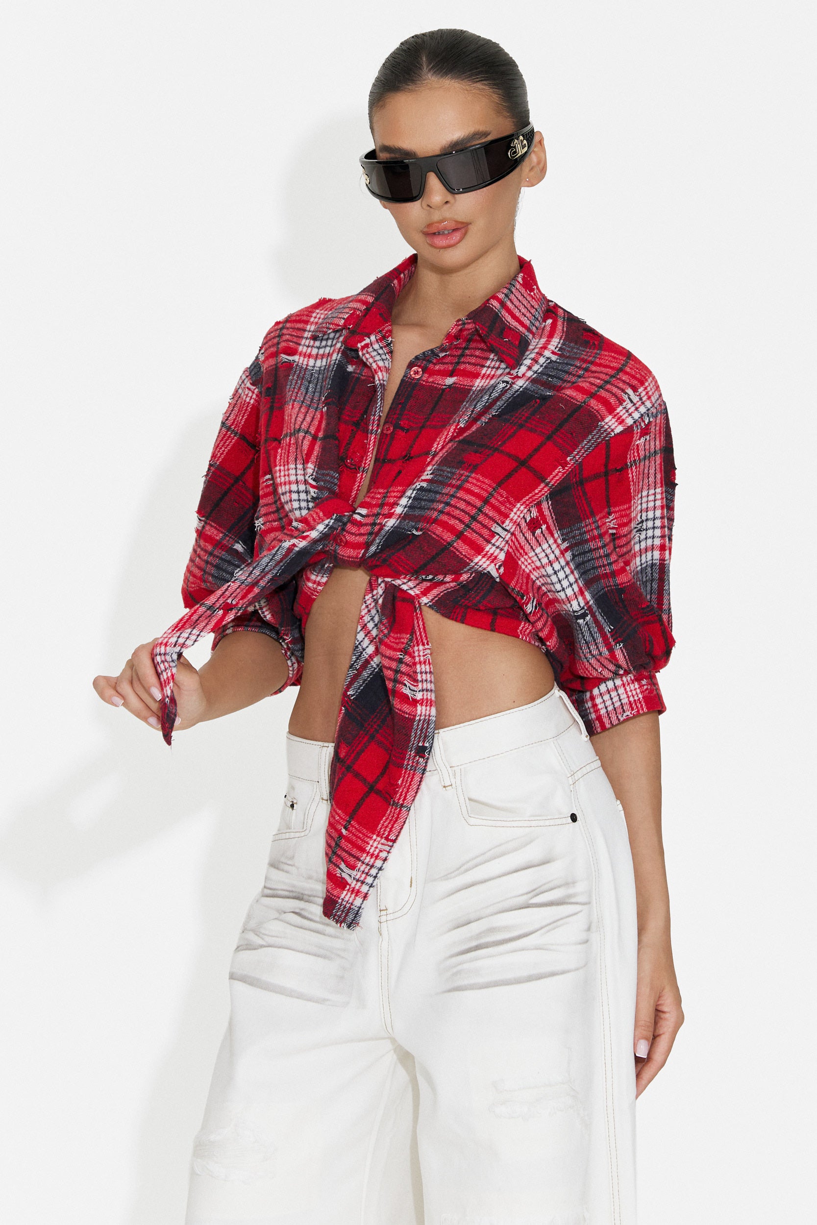 Camicia Rossa Casual da Donna di Daciana Bogas