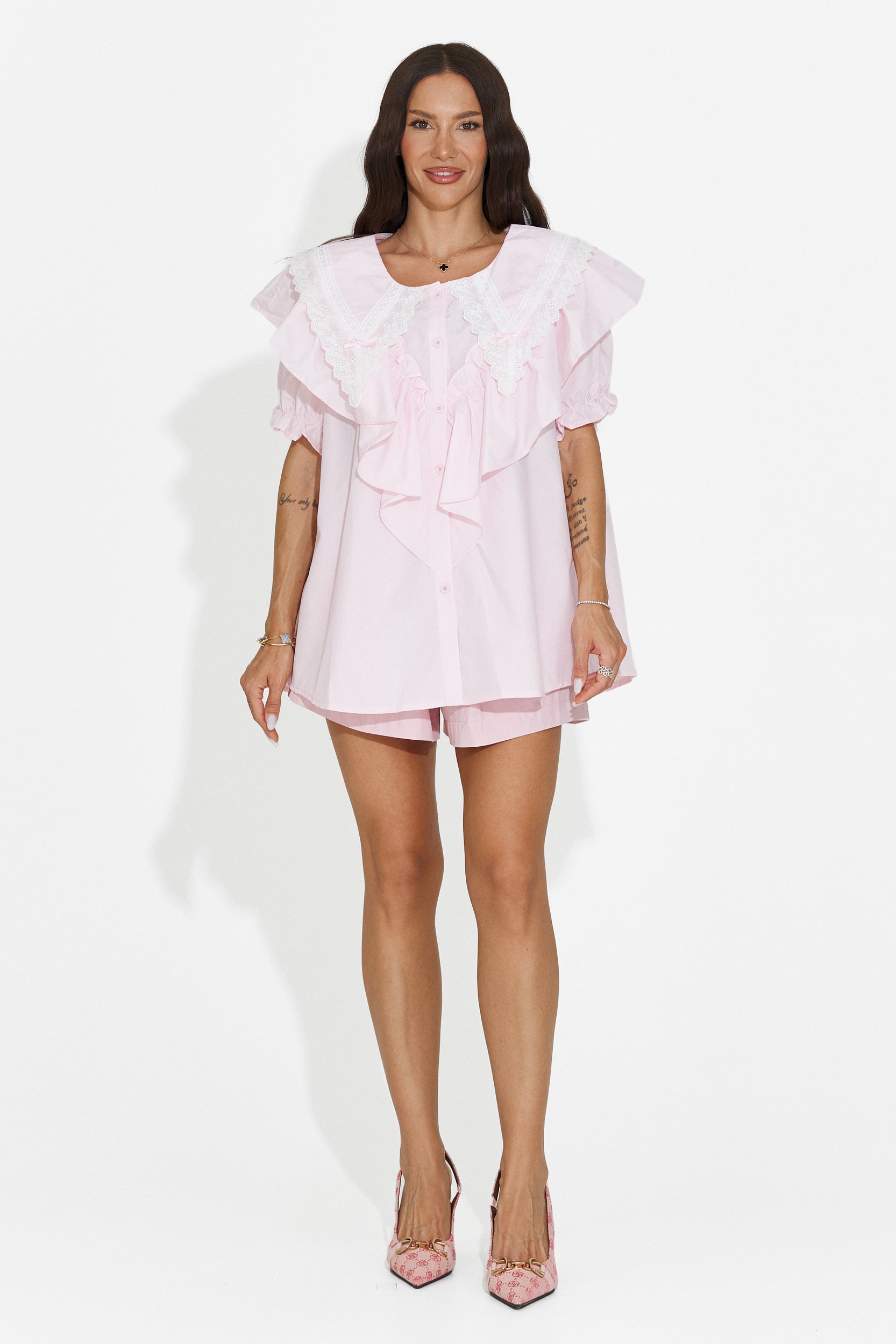 Camicia casual da donna rosa Karlasia Bogas