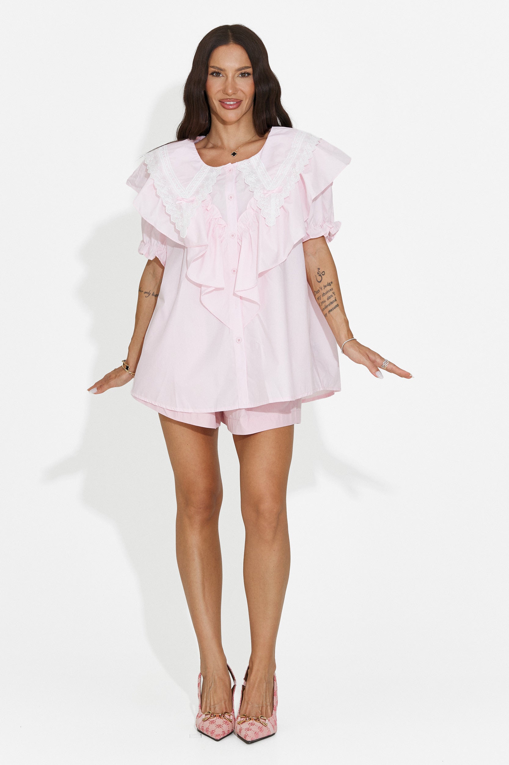 Camicia casual da donna rosa Karlasia Bogas