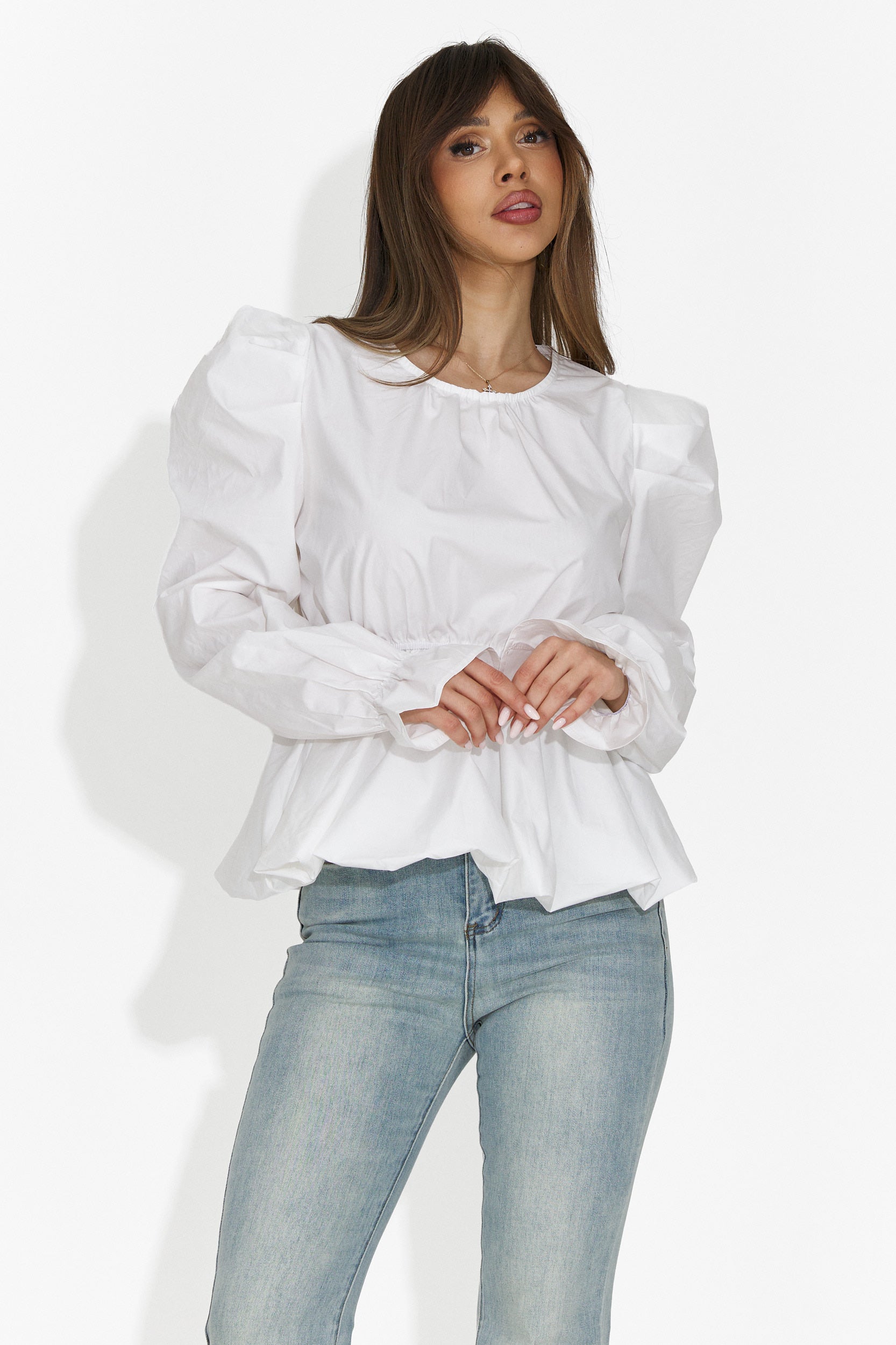 Elegante Blusa Bianca Lindalia Bogas da Donna