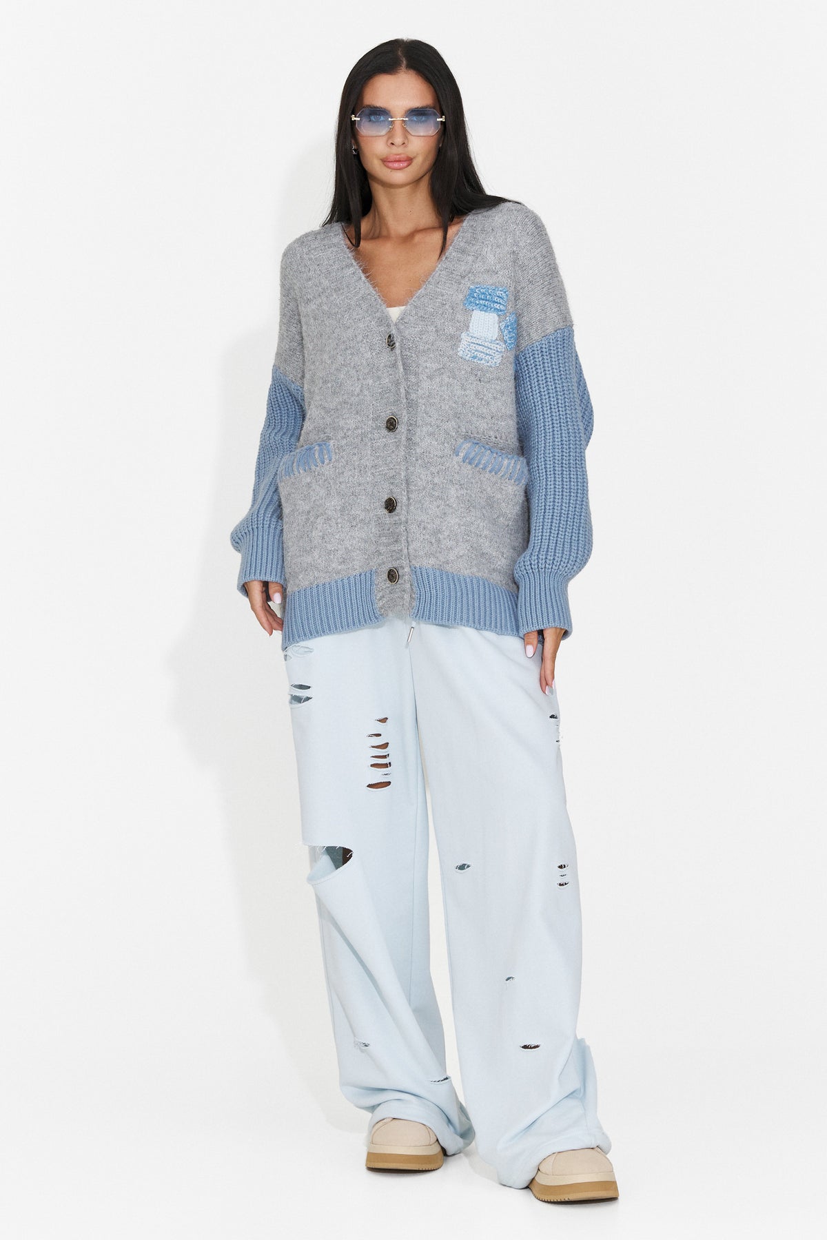 Cardigan casual bleu Lylyra Bogas