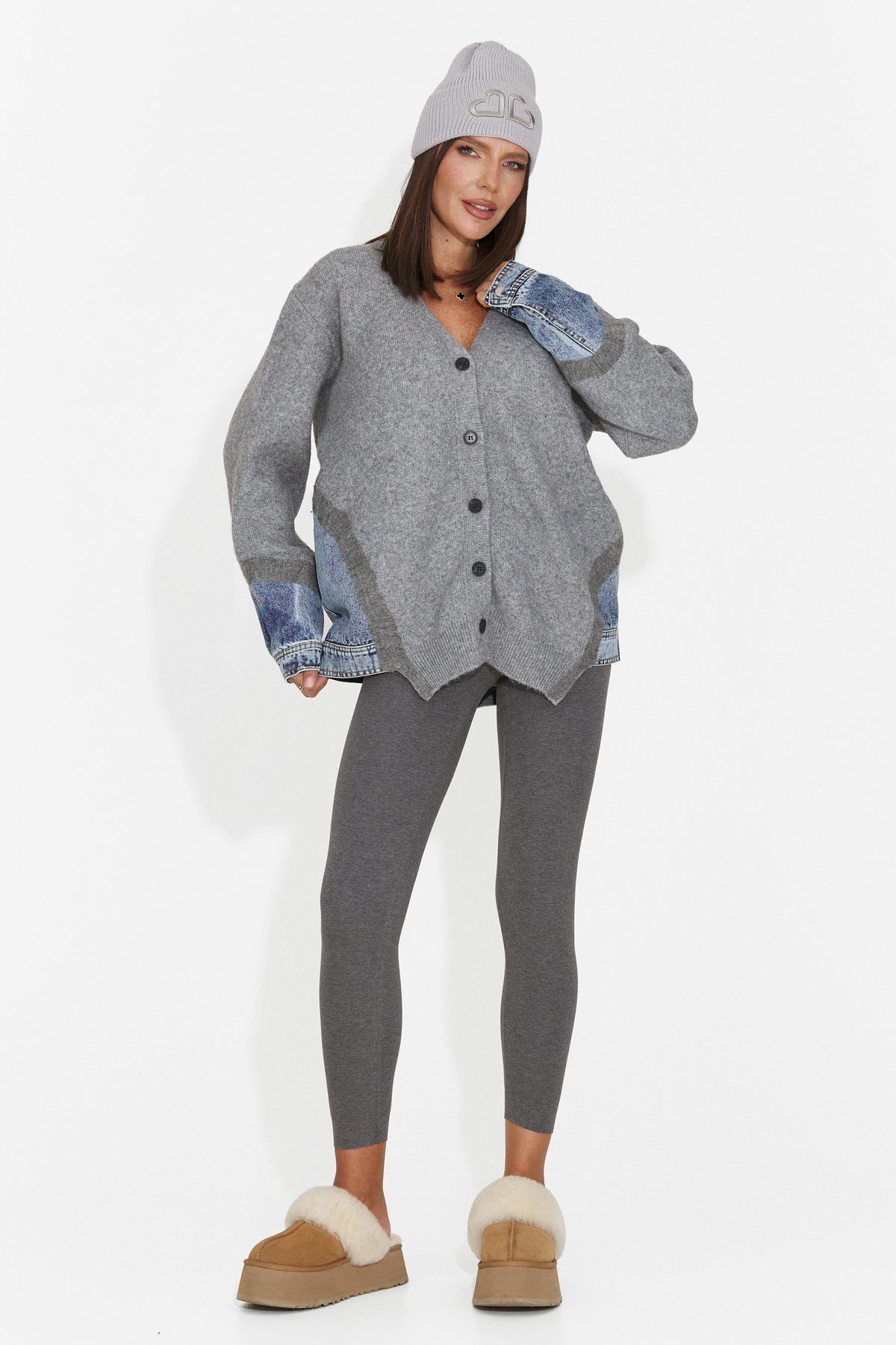 Cardigan casual gri Hinovieza Bogas