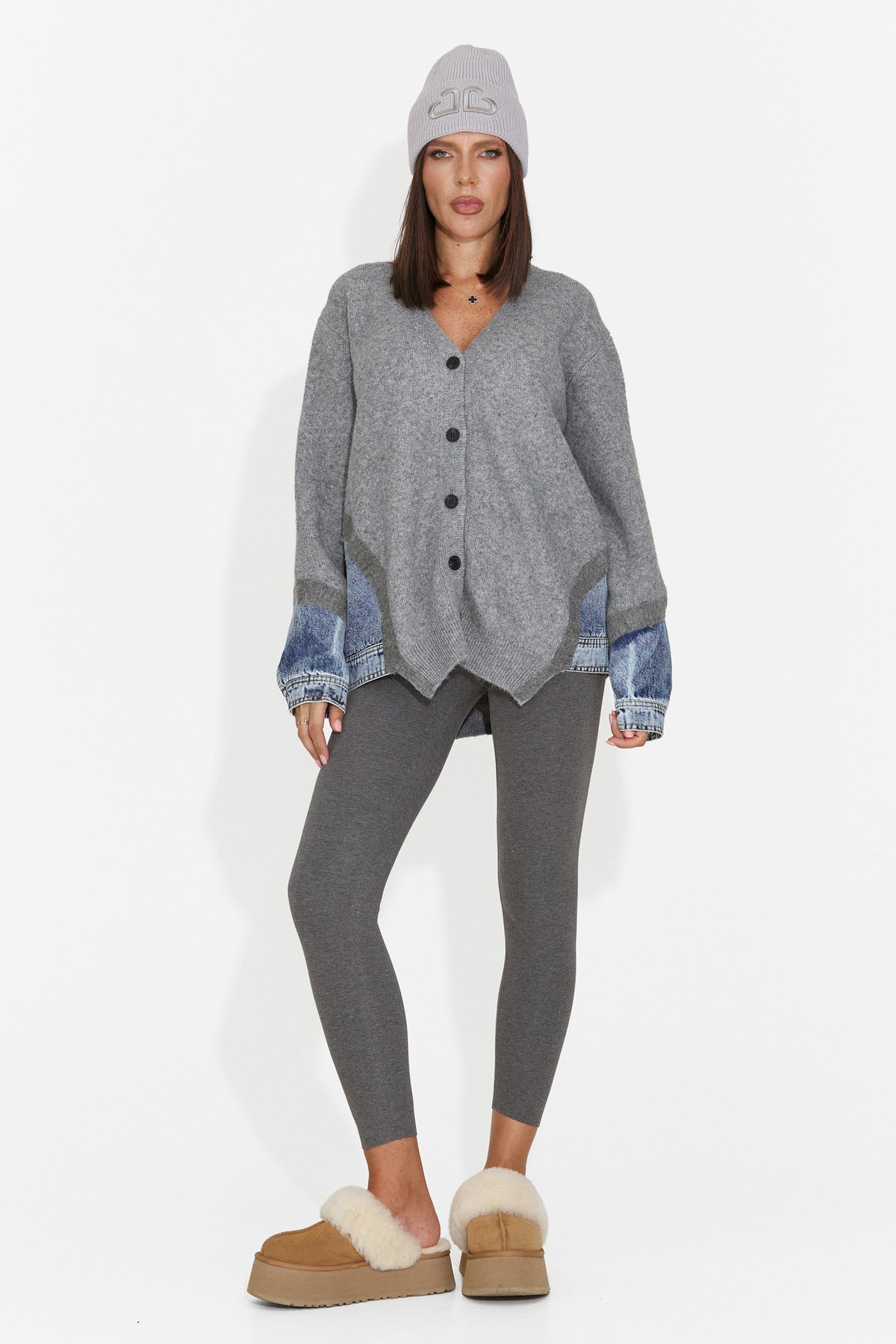Cardigan casual gri Hinovieza Bogas