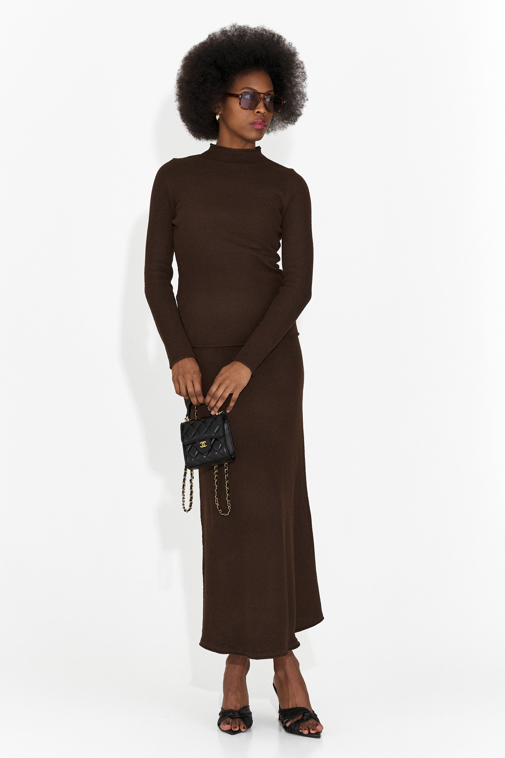 Tailleur Gonna Marrone Casual di Melonia Bogas