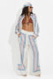 Completo donna camicia + pantaloni + sciarpa azzurro Yalda Bogas