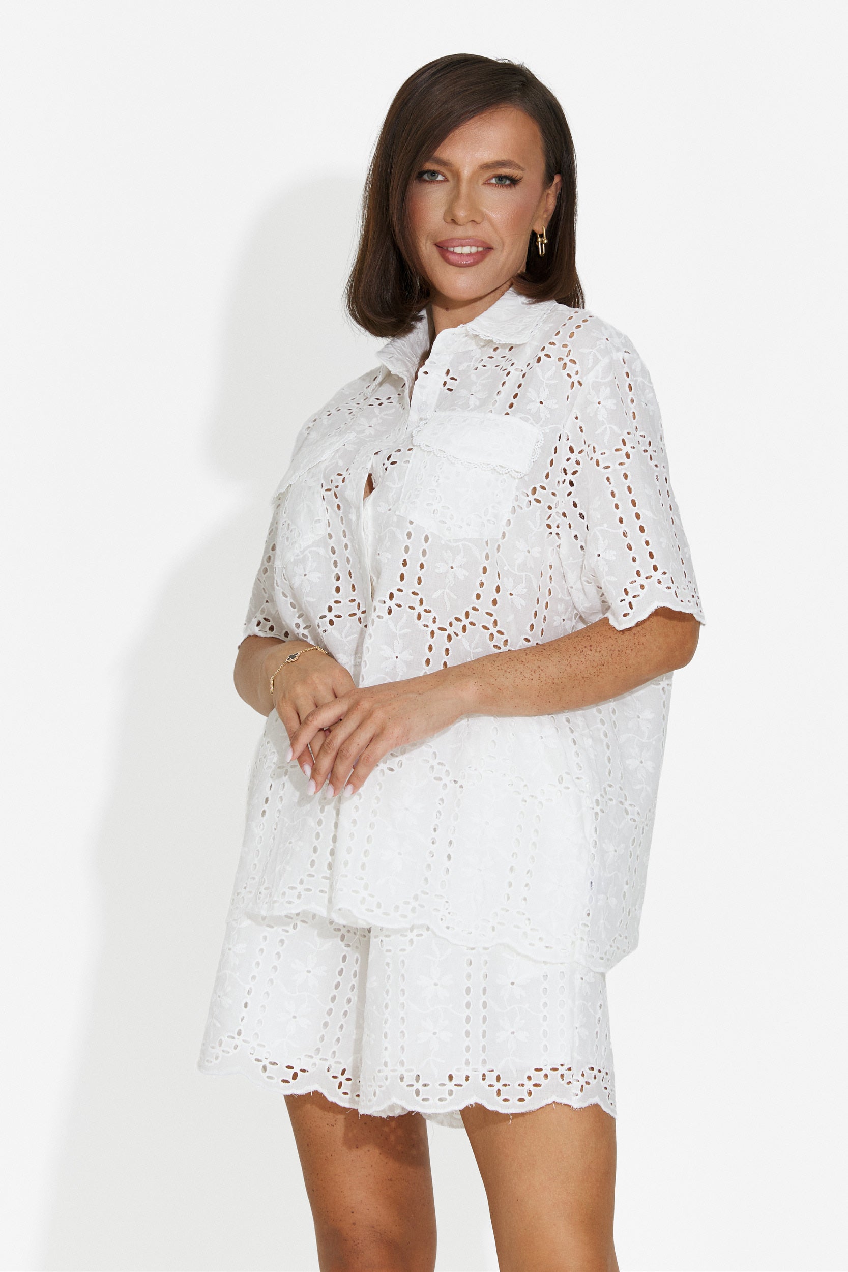 Completo da donna camicia + pantaloncini bianco Clarya Bogas