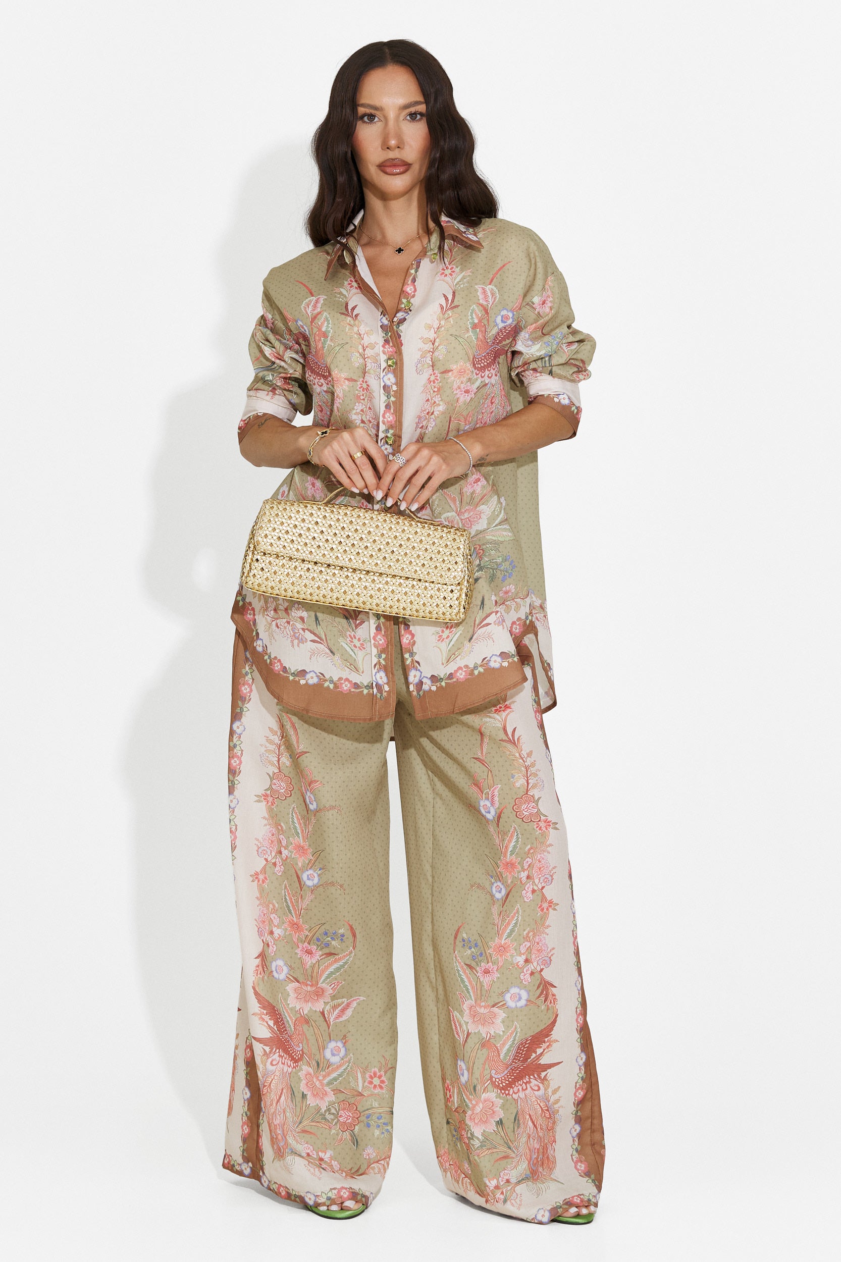 Completo donna camicia + pantaloni verde Lazyra Bogas