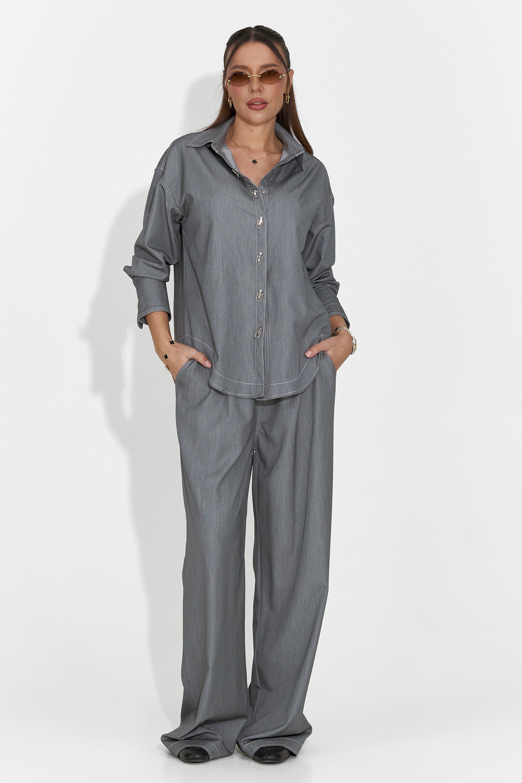Elisio Bogas Completo Casual Grigio da Donna