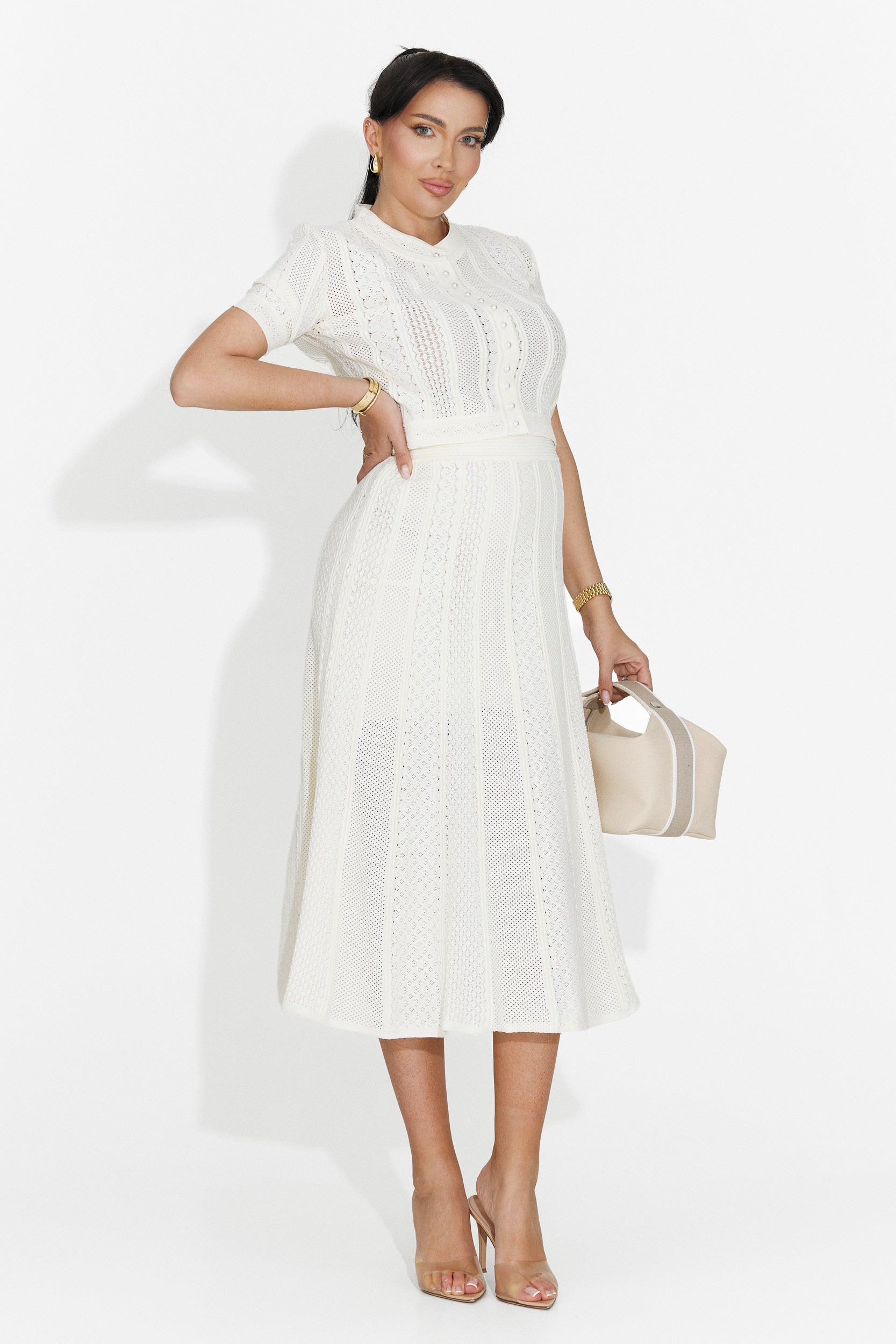 Tailleur da donna Denilia Bogas con gonna color crema