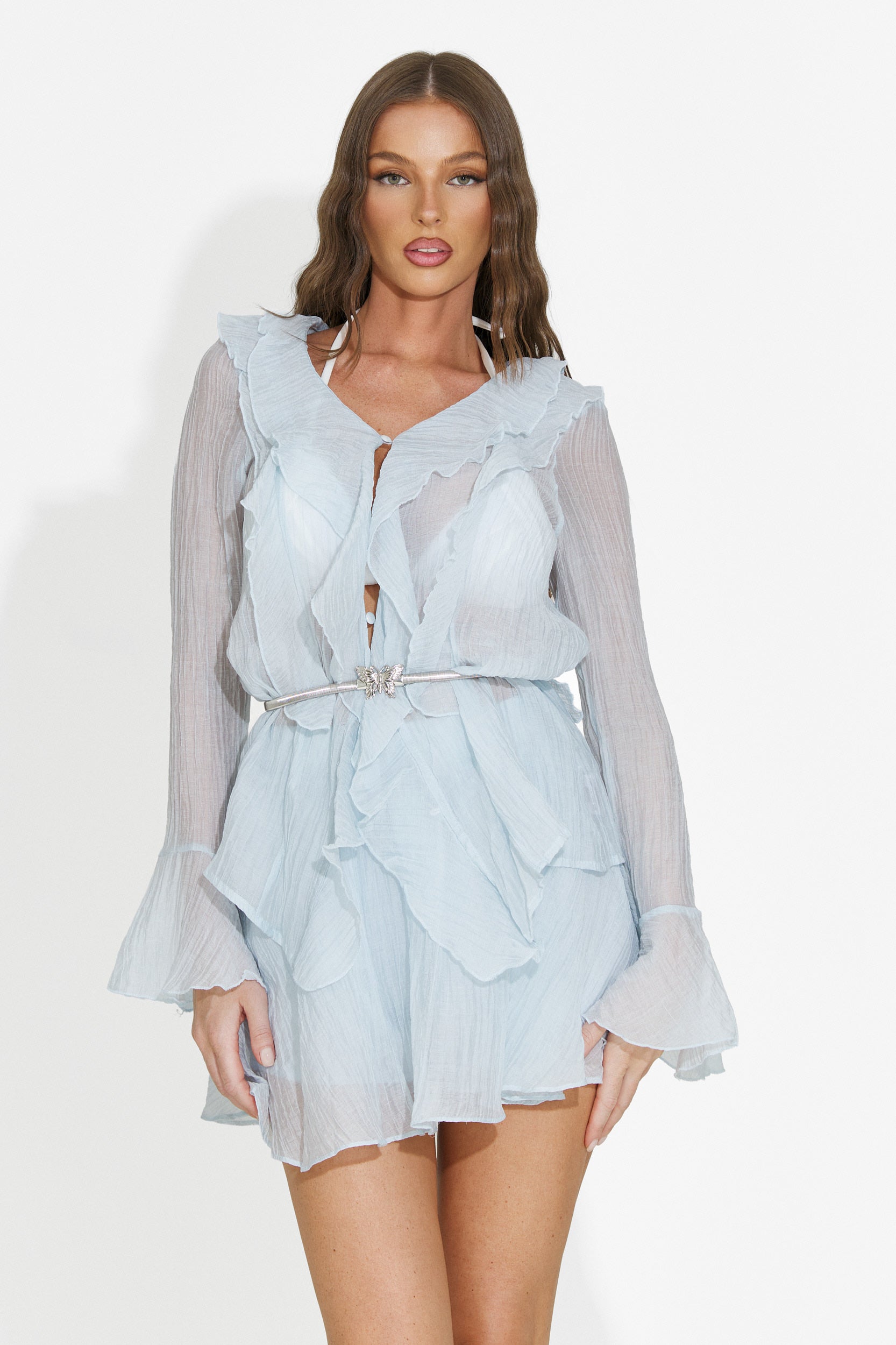 Completo donna con gonna pantalone azzurro Actions Bogas