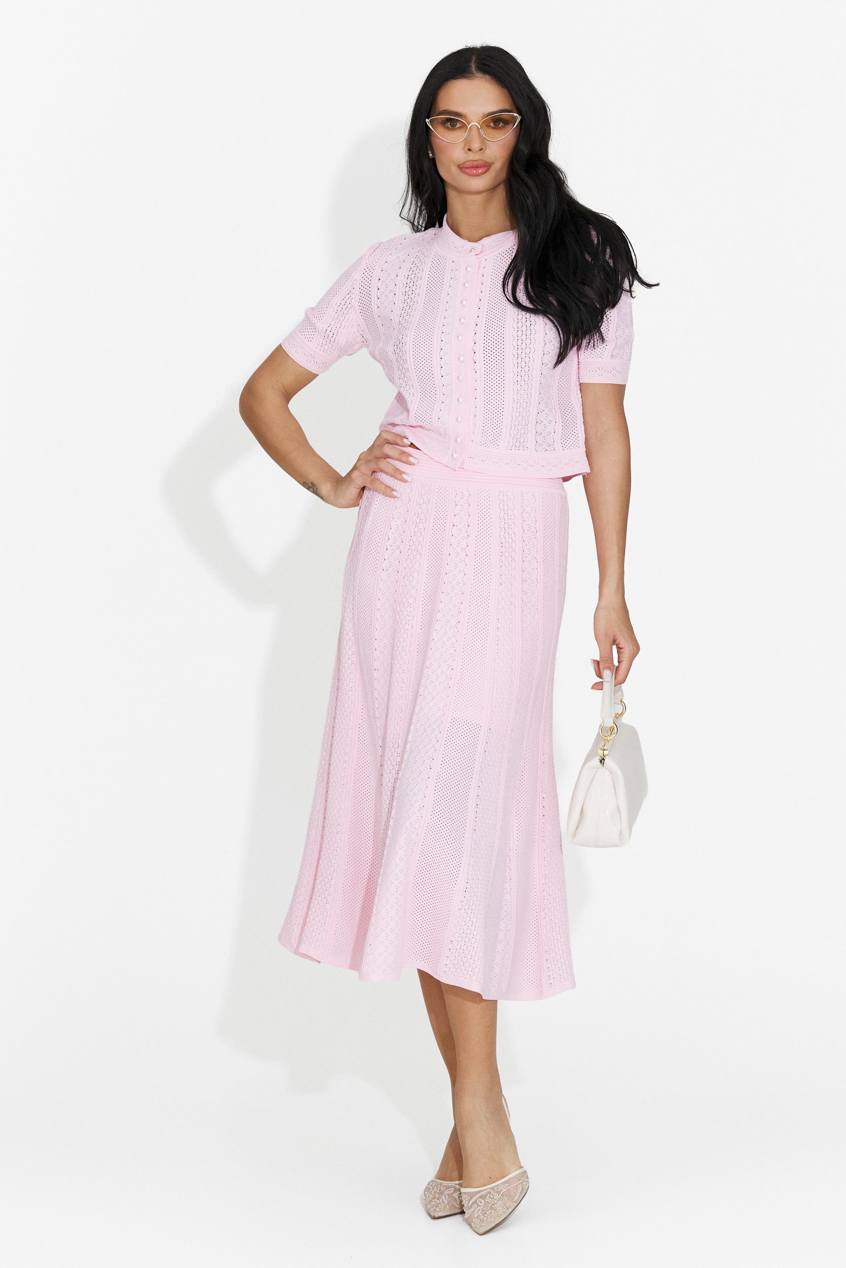 Tailleur da donna Denilia Bogas con gonna rosa