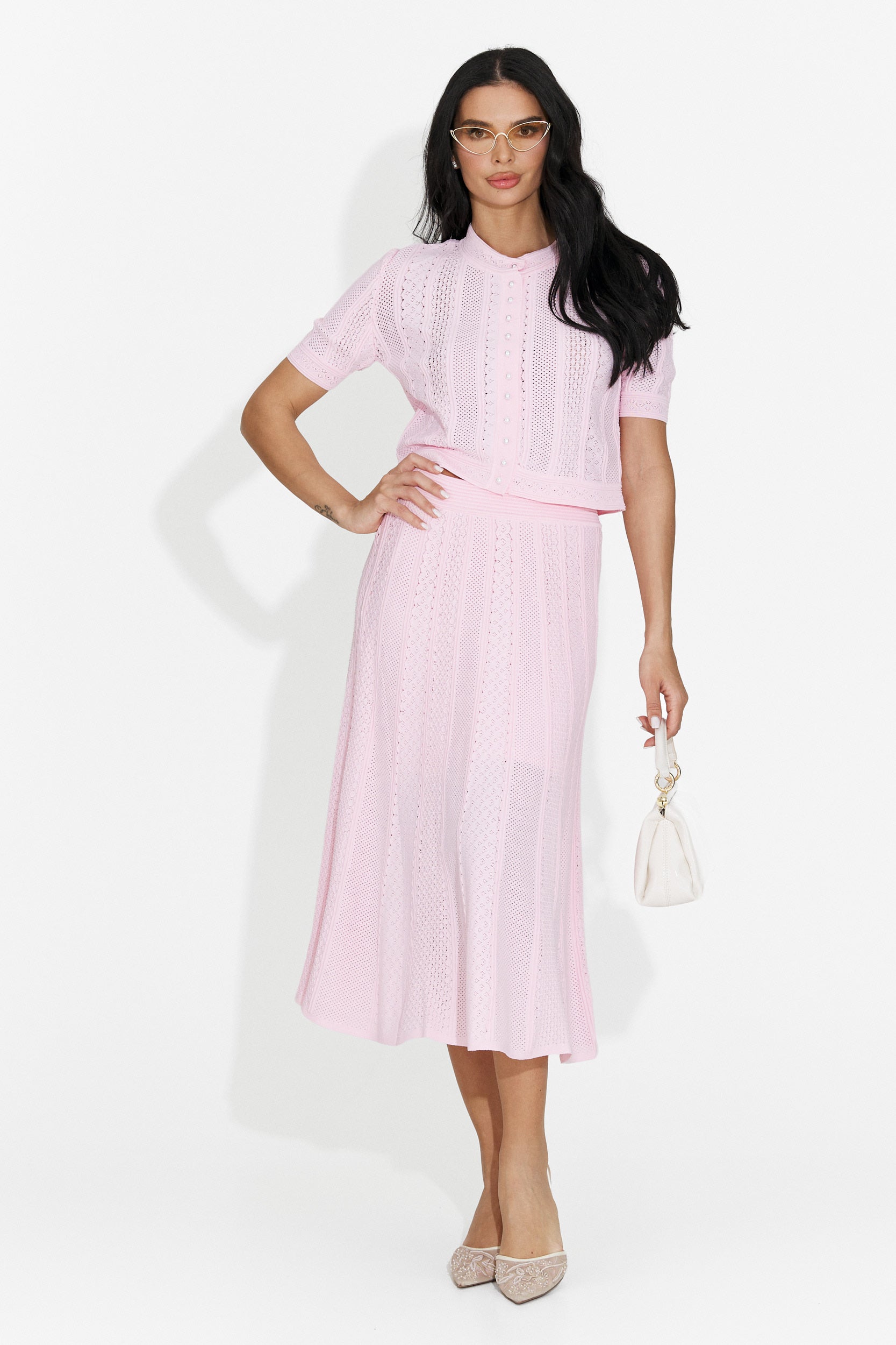 Tailleur da donna Denilia Bogas con gonna rosa