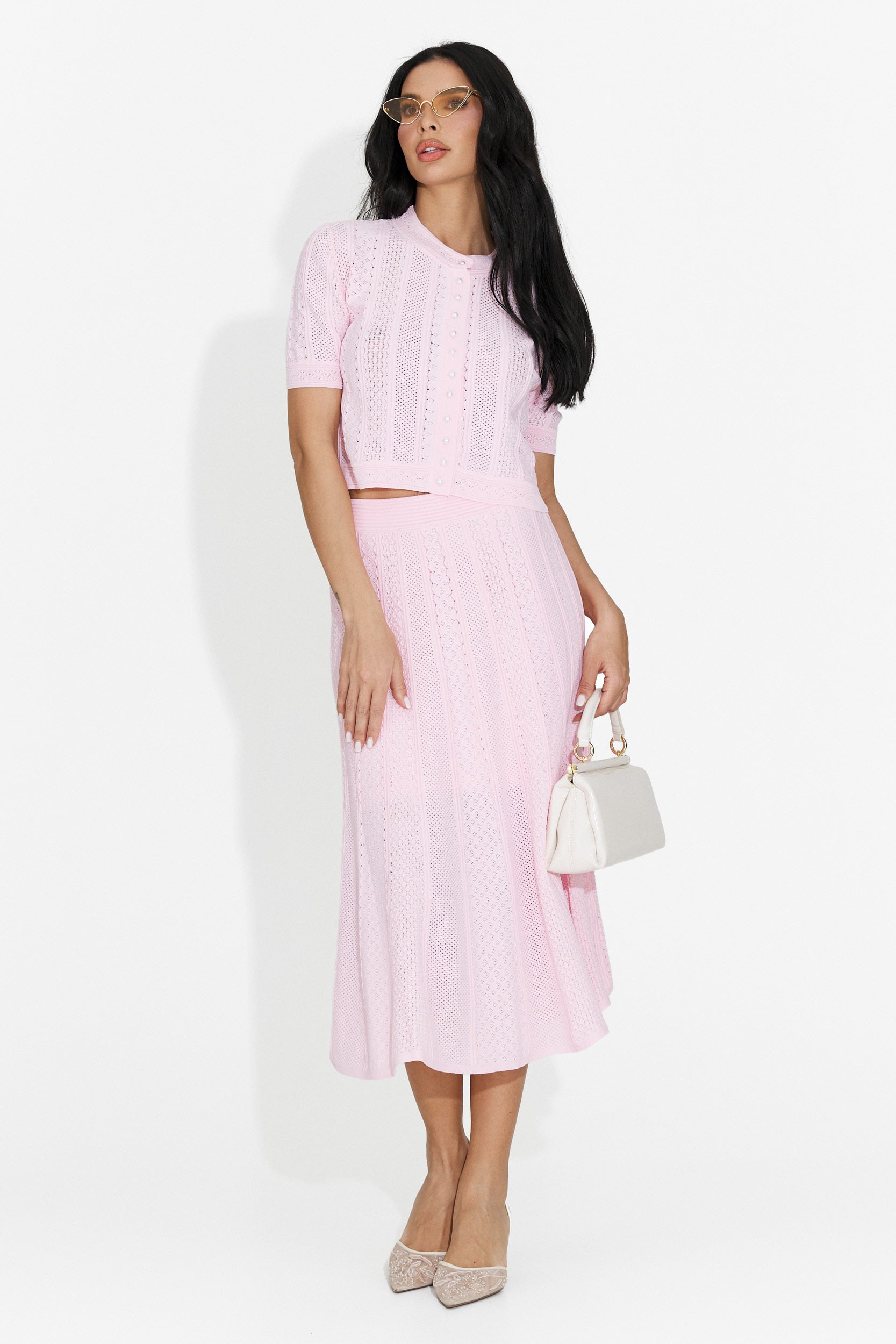 Tailleur da donna Denilia Bogas con gonna rosa