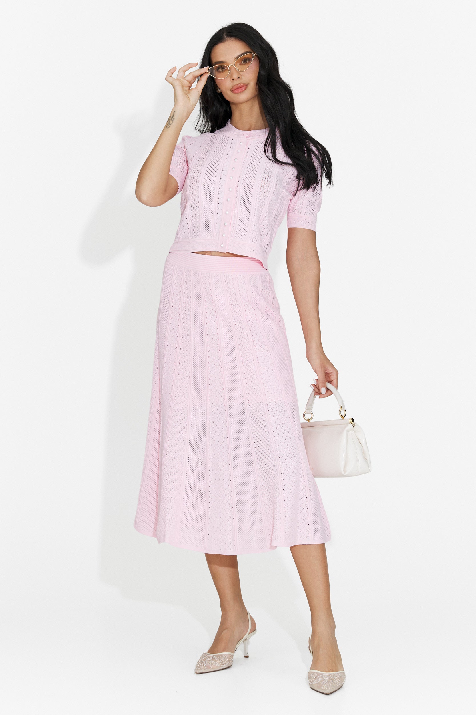 Tailleur da donna Denilia Bogas con gonna rosa