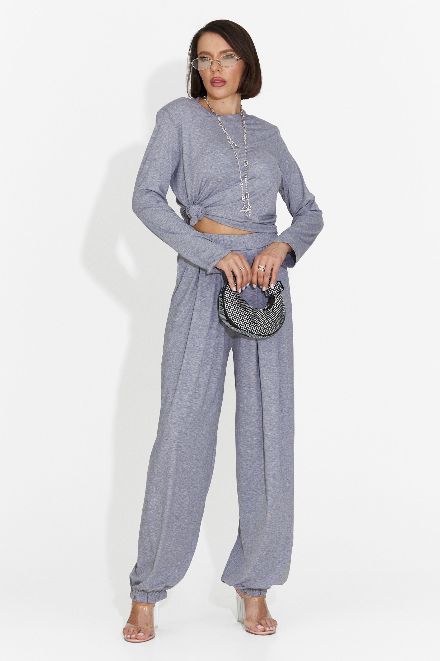 Tailleur da Donna Namay Bogas con Pantaloni Grigi