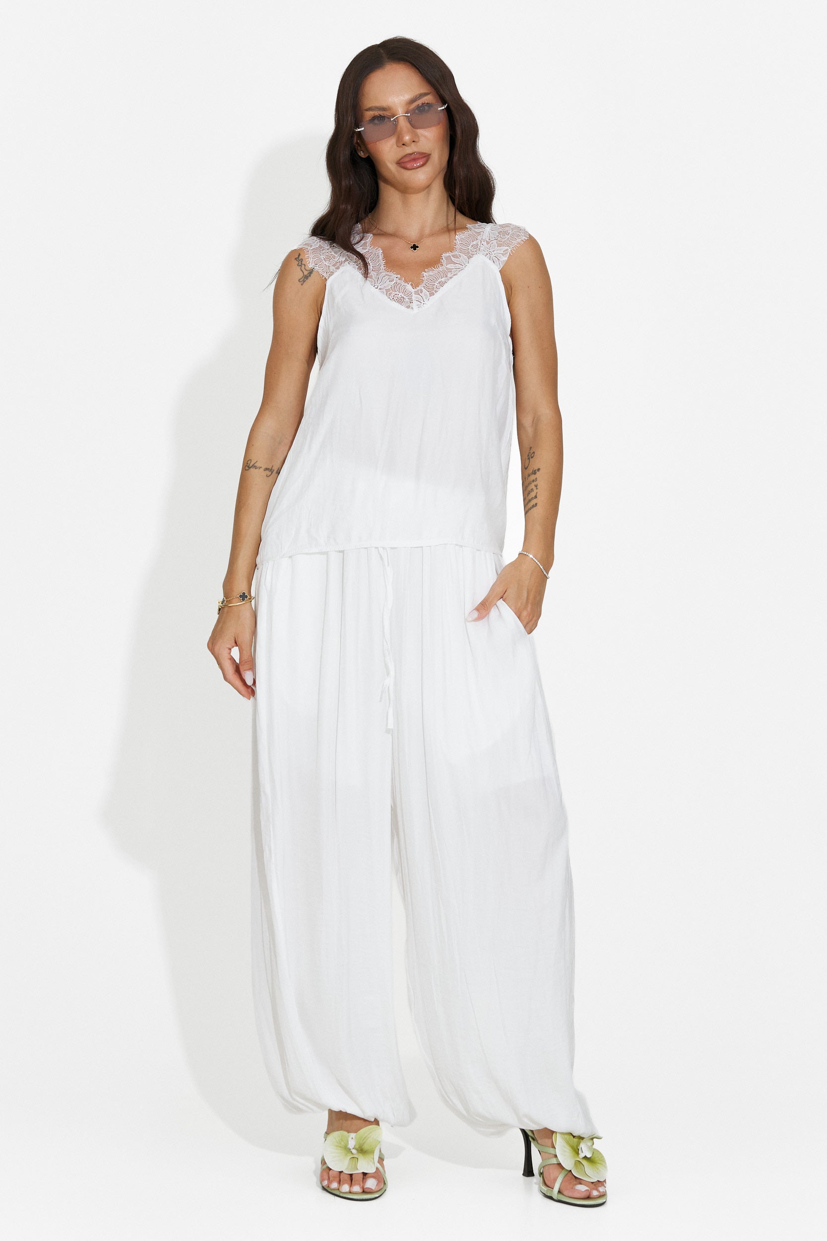 Completo donna con pantaloni lunghi bianco Anaelia Bogas