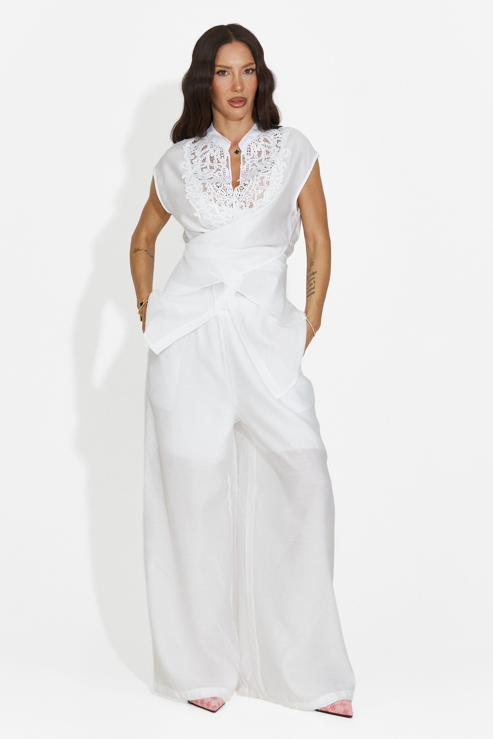 Completo donna con pantaloni lunghi bianco Searcing Bogas