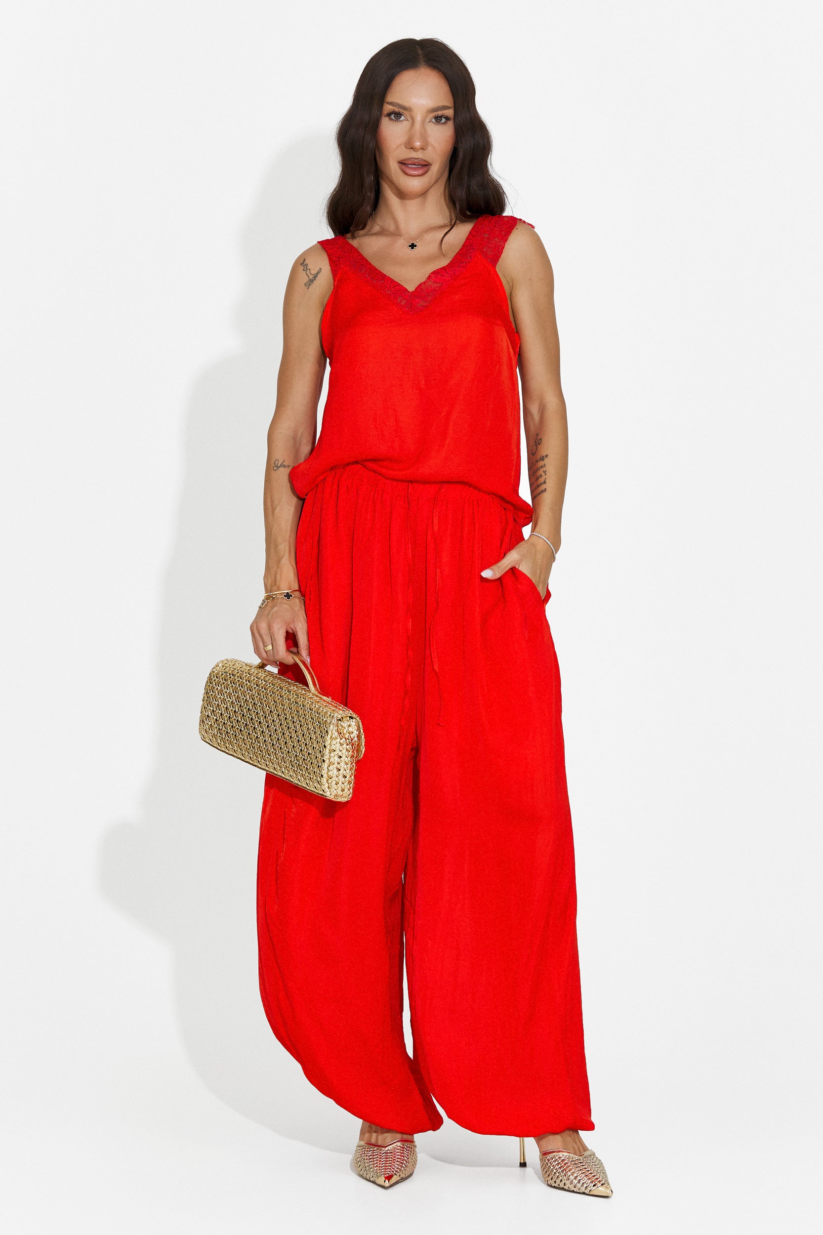 Completo donna con pantaloni lunghi rosso Anaelia Bogas
