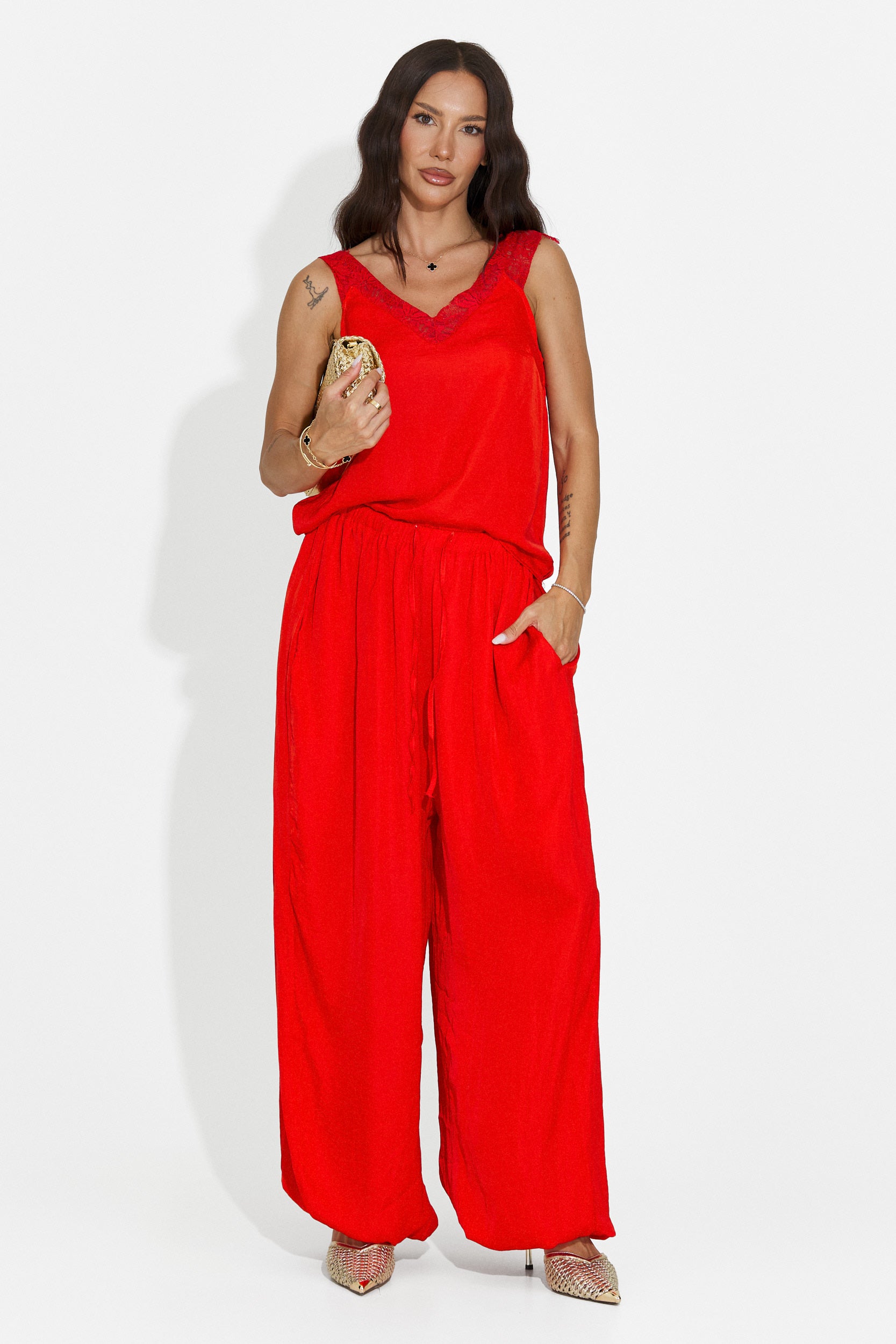 Completo donna con pantaloni lunghi rosso Anaelia Bogas