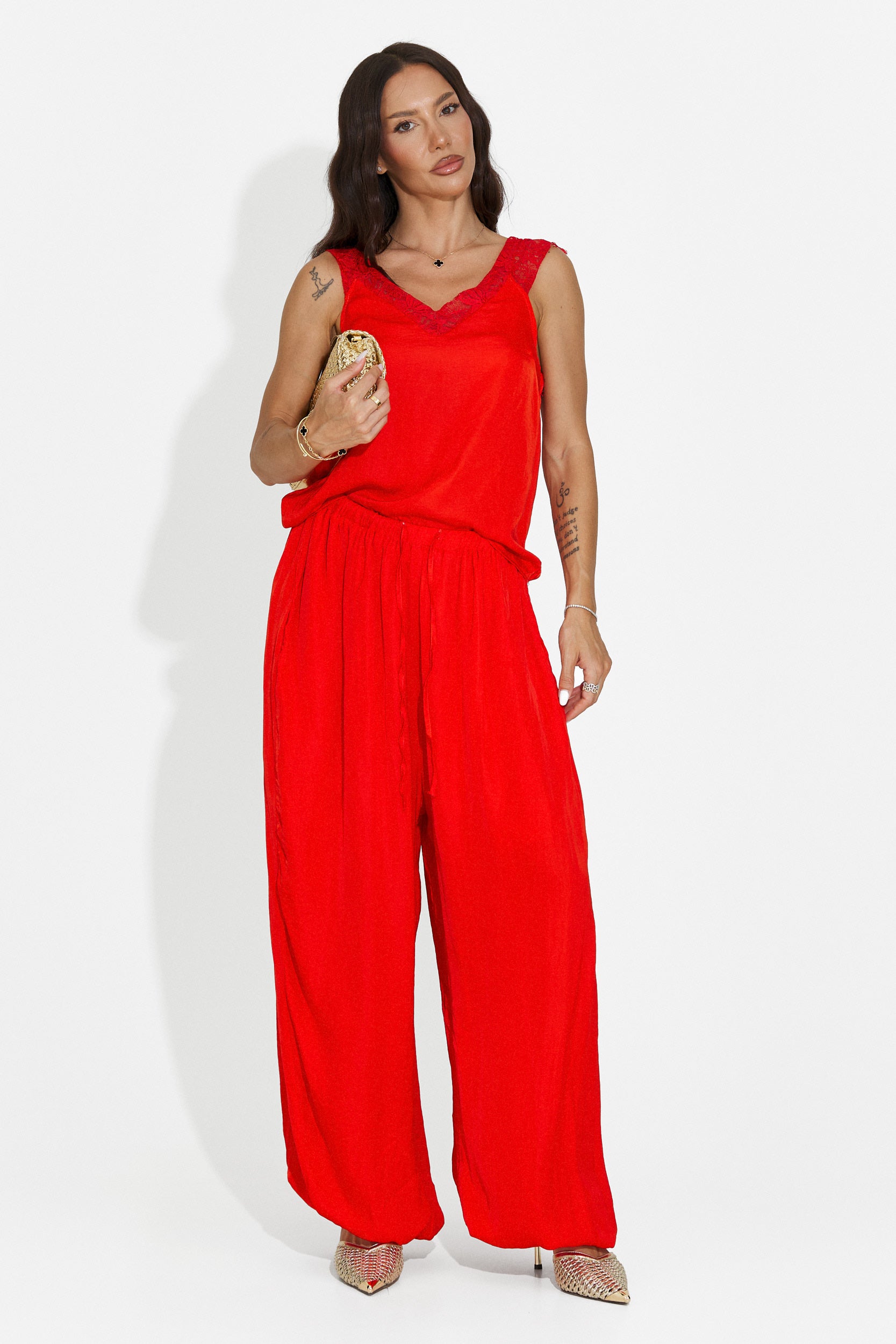 Completo donna con pantaloni lunghi rosso Anaelia Bogas