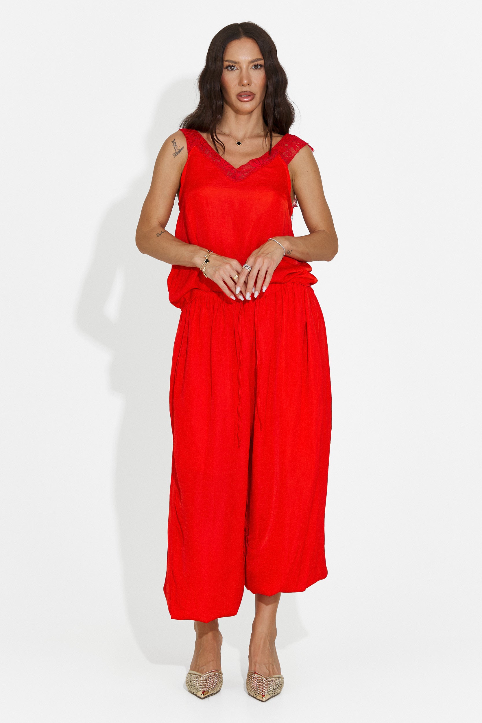 Completo donna con pantaloni lunghi rosso Anaelia Bogas