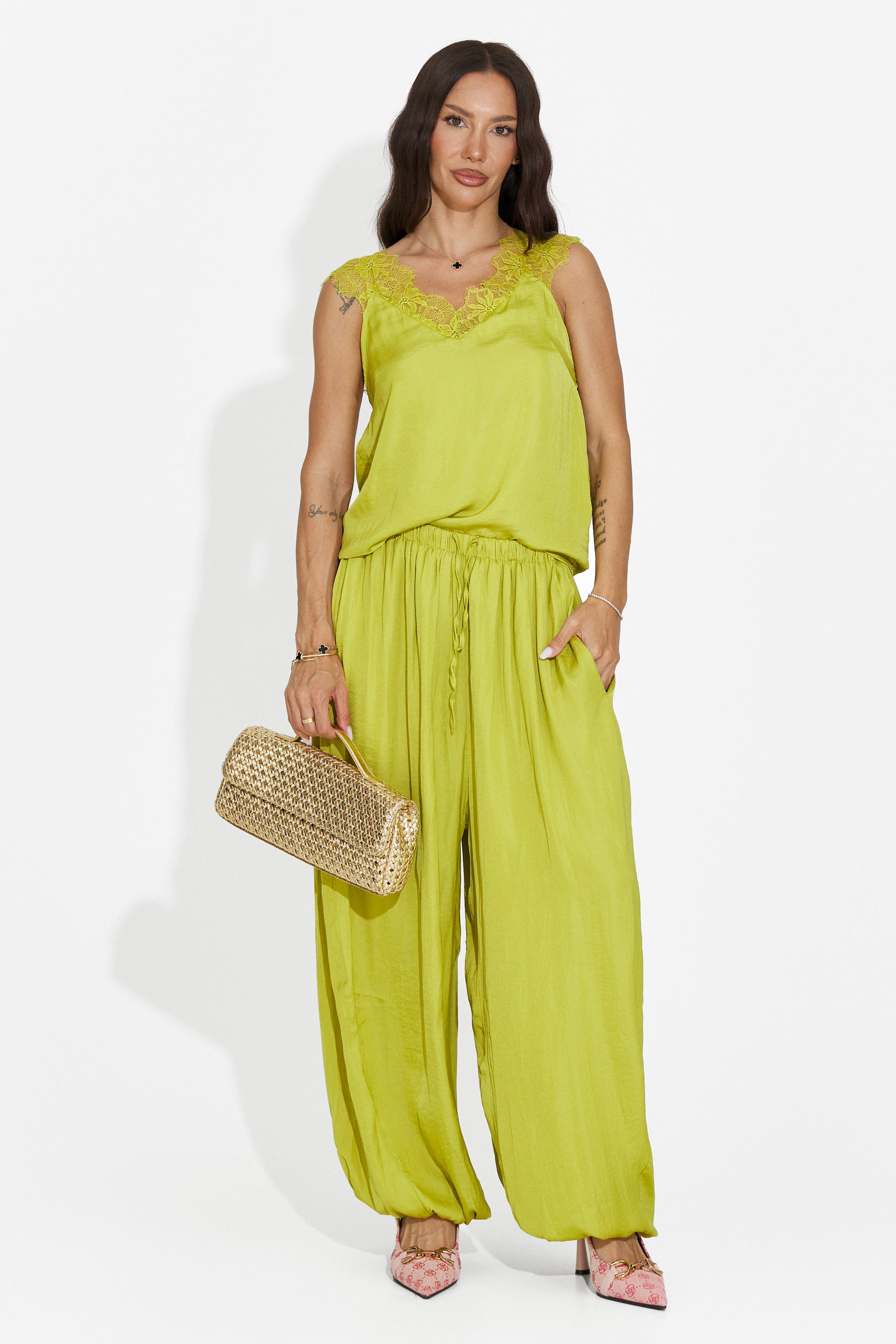 Completo donna con pantaloni lunghi verde Anaelia Bogas