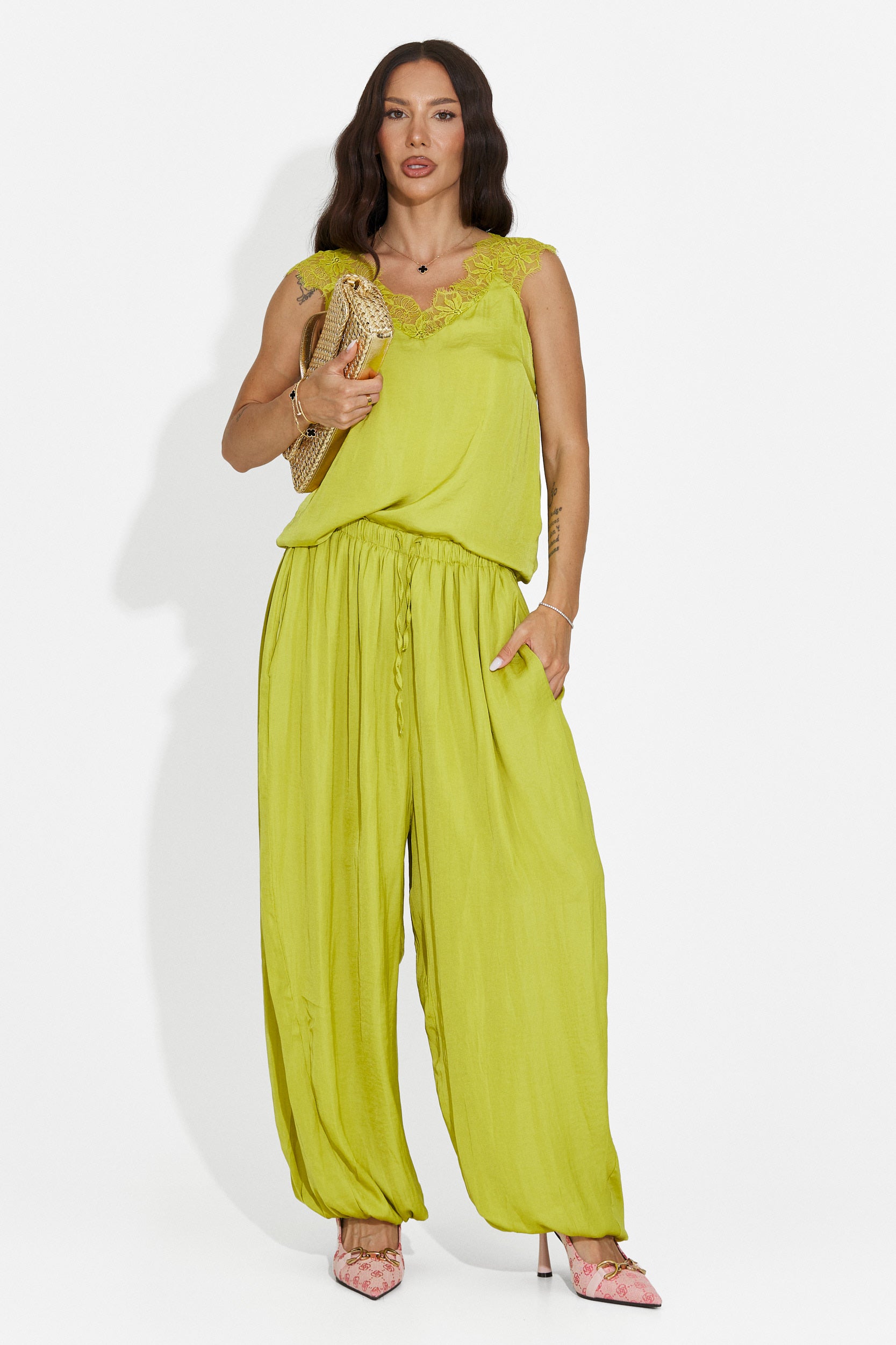Completo donna con pantaloni lunghi verde Anaelia Bogas