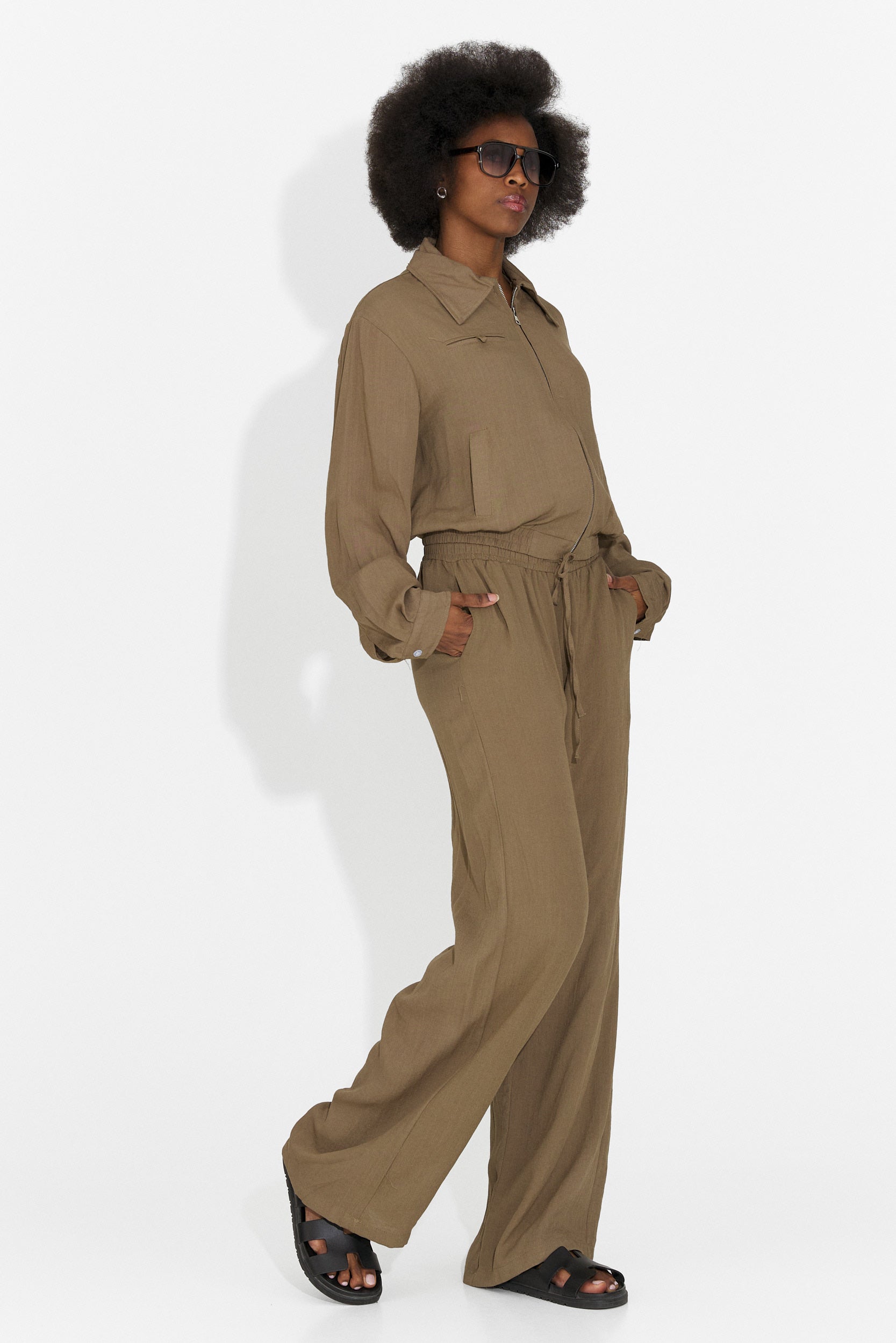 Tailleur da donna con pantaloni Tulip Bogas marroni