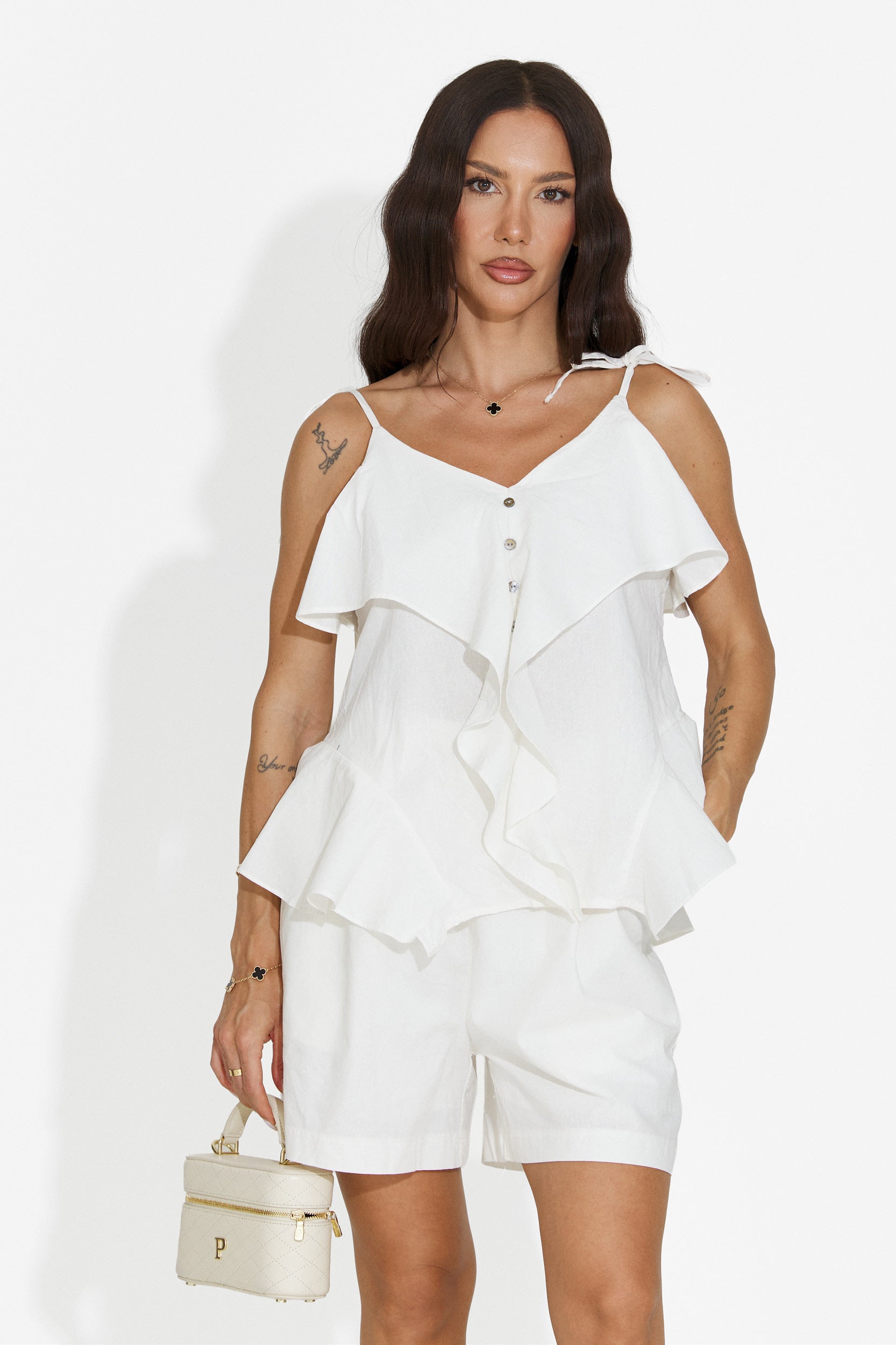 Completo donna con pantaloncini bianco Kanelia Bogas