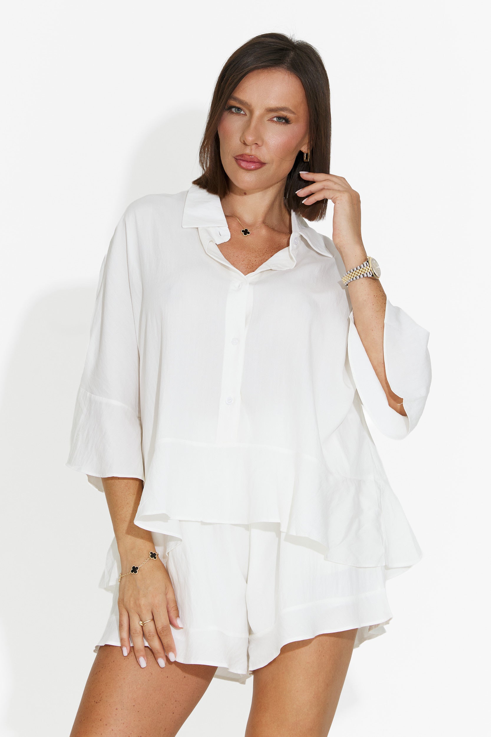 Completo donna con pantaloncini bianco Olgana Bogas