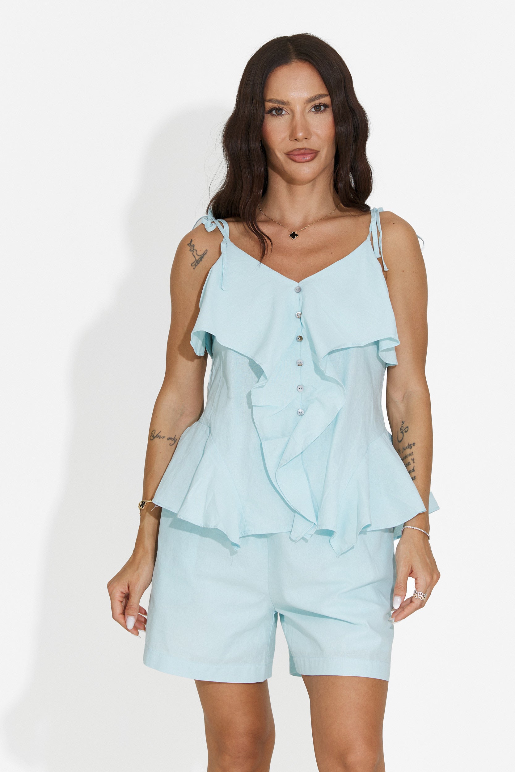 Completo donna con pantaloncini azzurro Kanelia Bogas