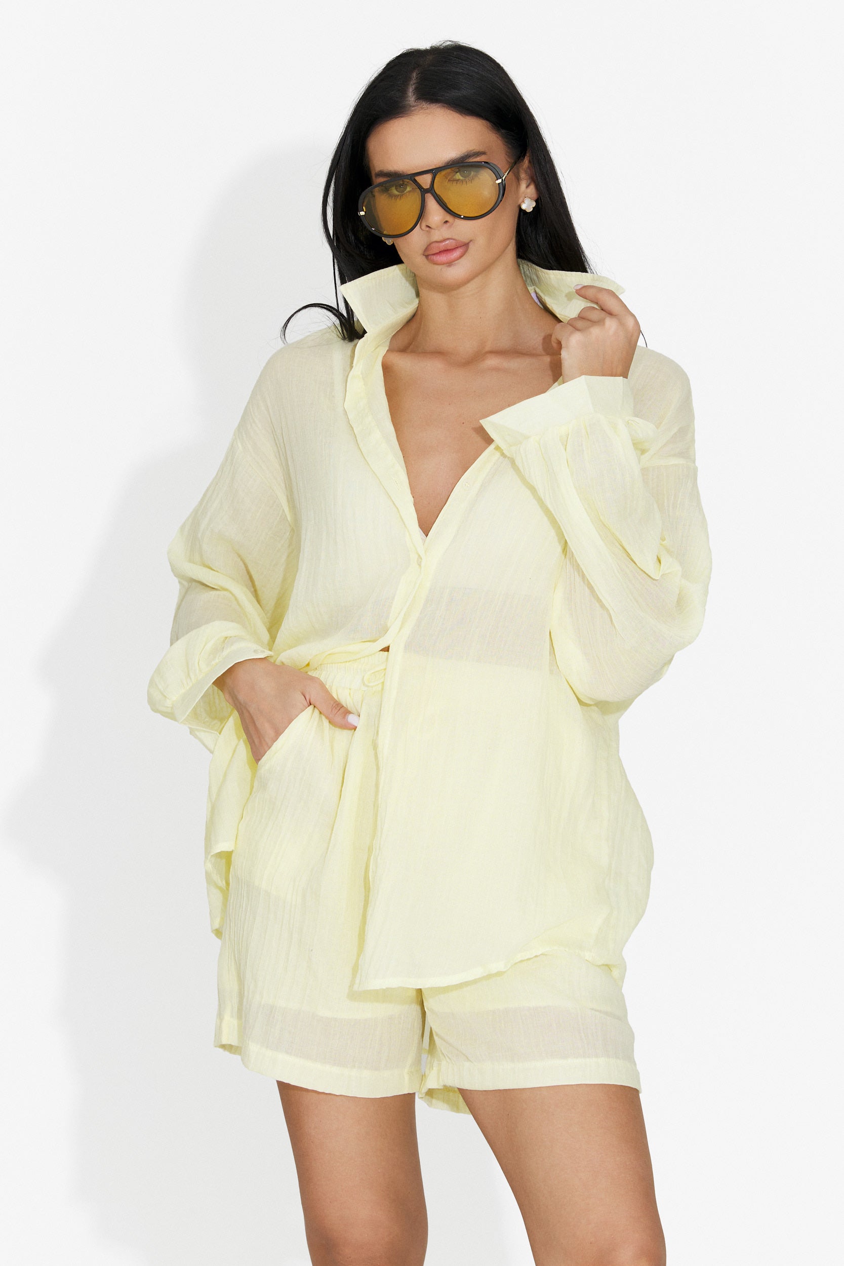 Set da donna Lenovia Bogas con pantaloncini gialli