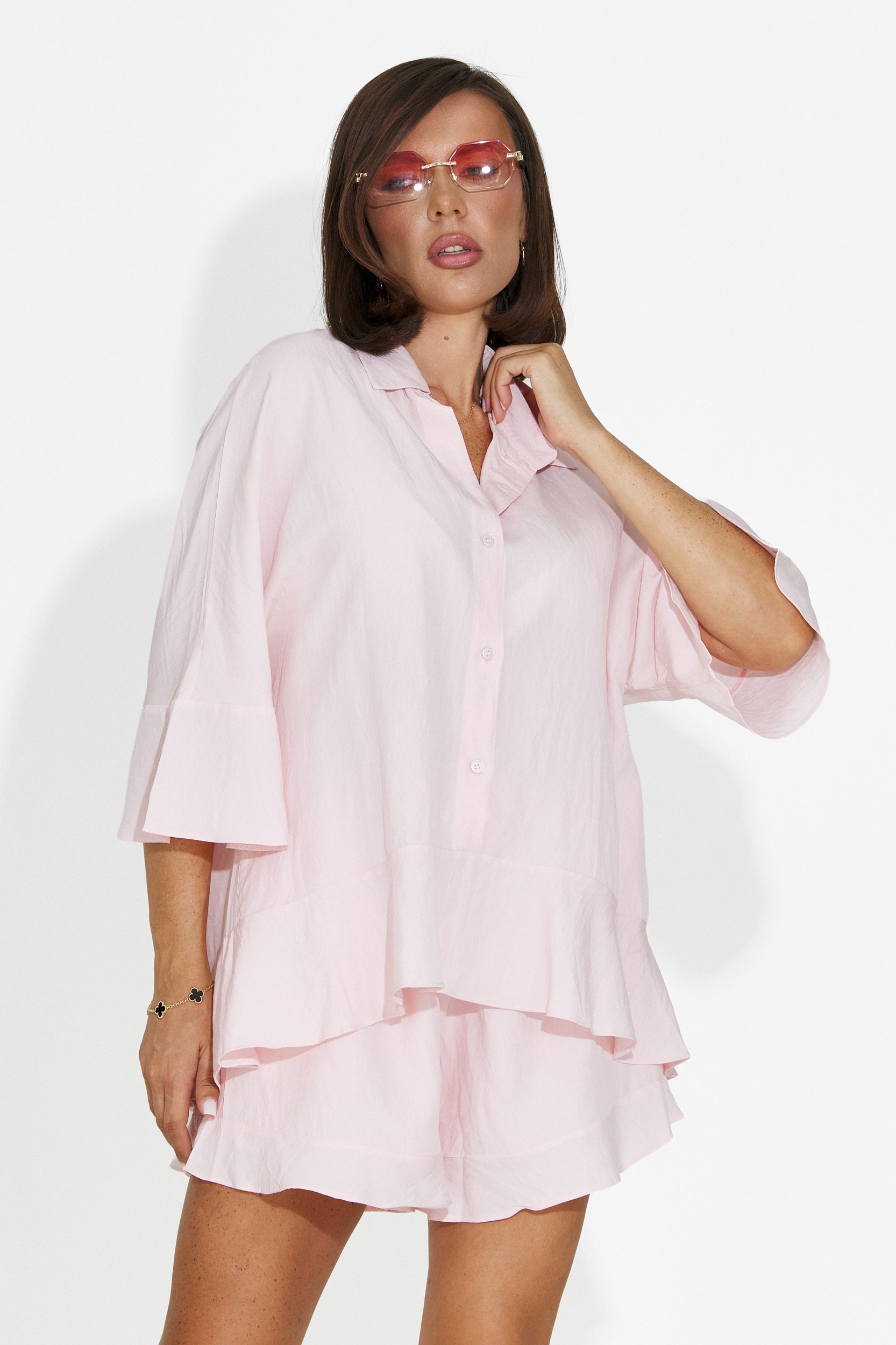 Completo donna con pantaloncini rosa Olgana Bogas