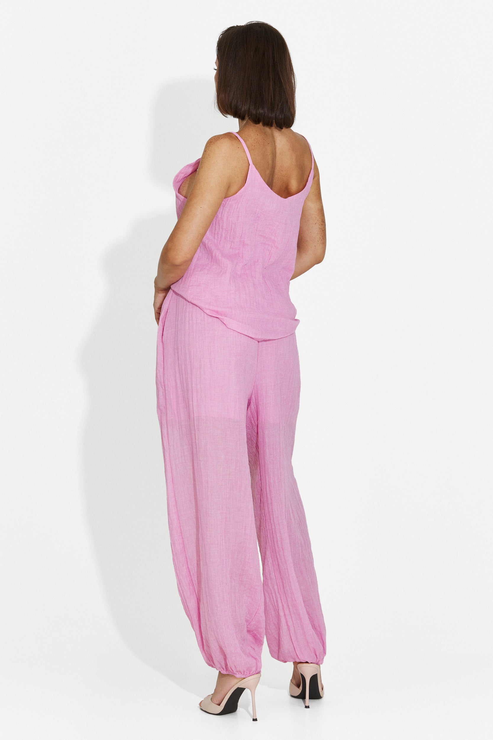 Completo da donna pantaloni + canotta + camicia rosa Dariele Bogas