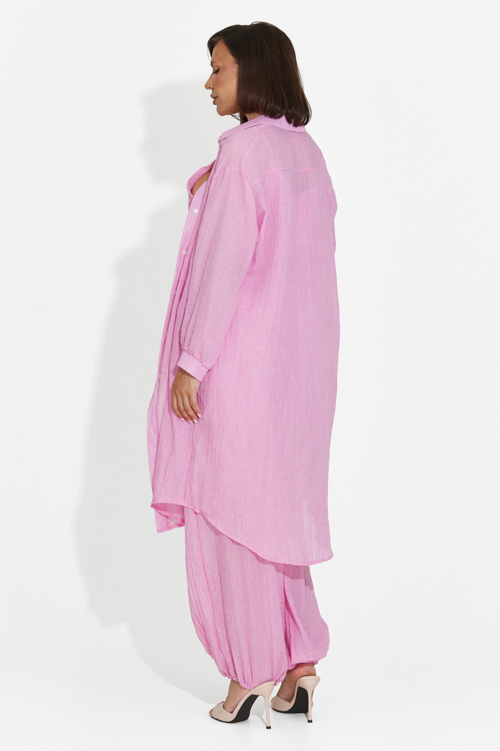 Completo da donna pantaloni + canotta + camicia rosa Dariele Bogas
